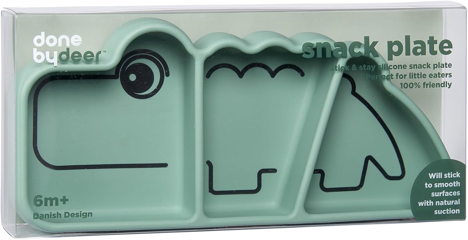 Done by Deer Crocodile Snack Plate - Suction BPA-Free Durable 1