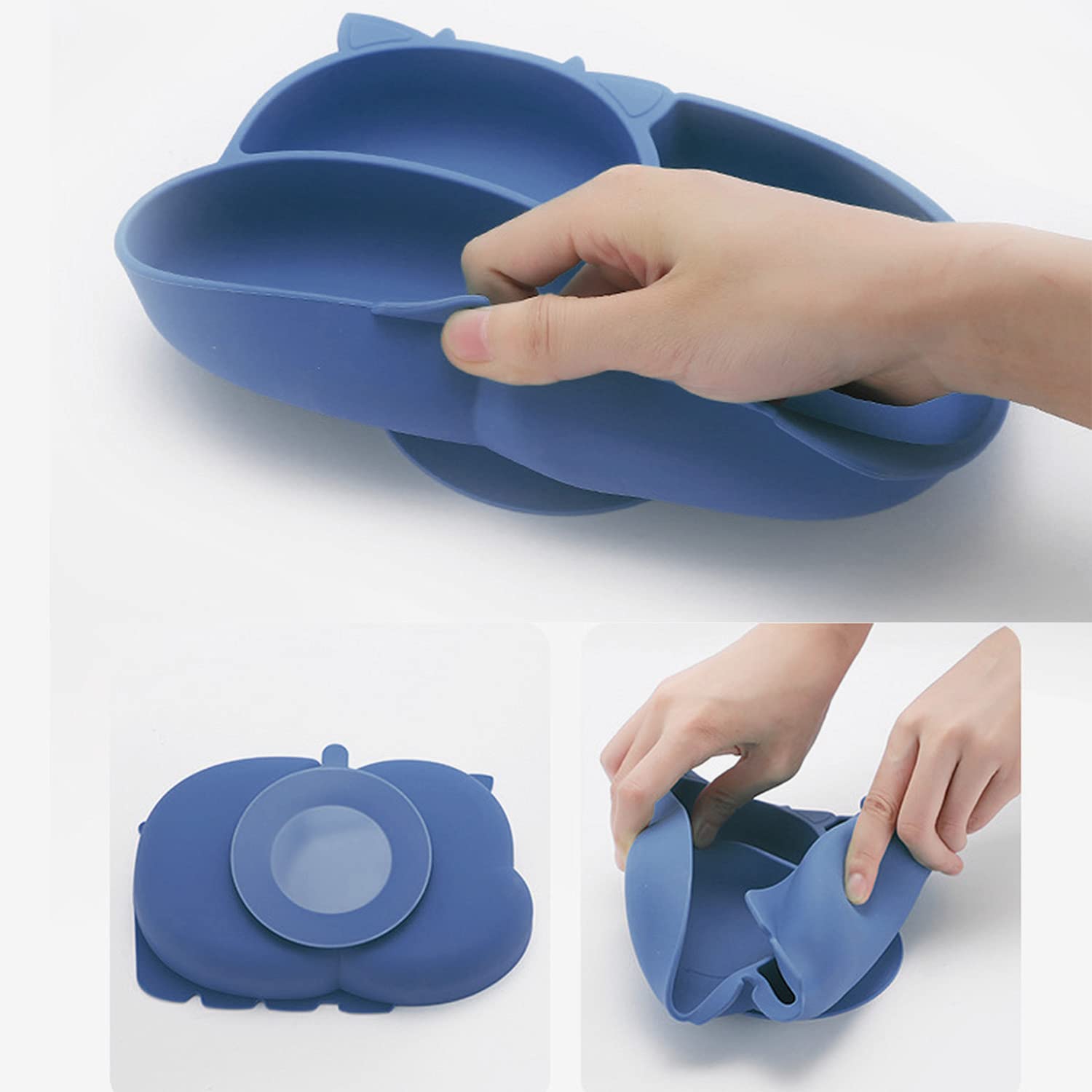 RUNDE Silicone Baby Plates with Suction Divided Placemat for Toddlers and Kids