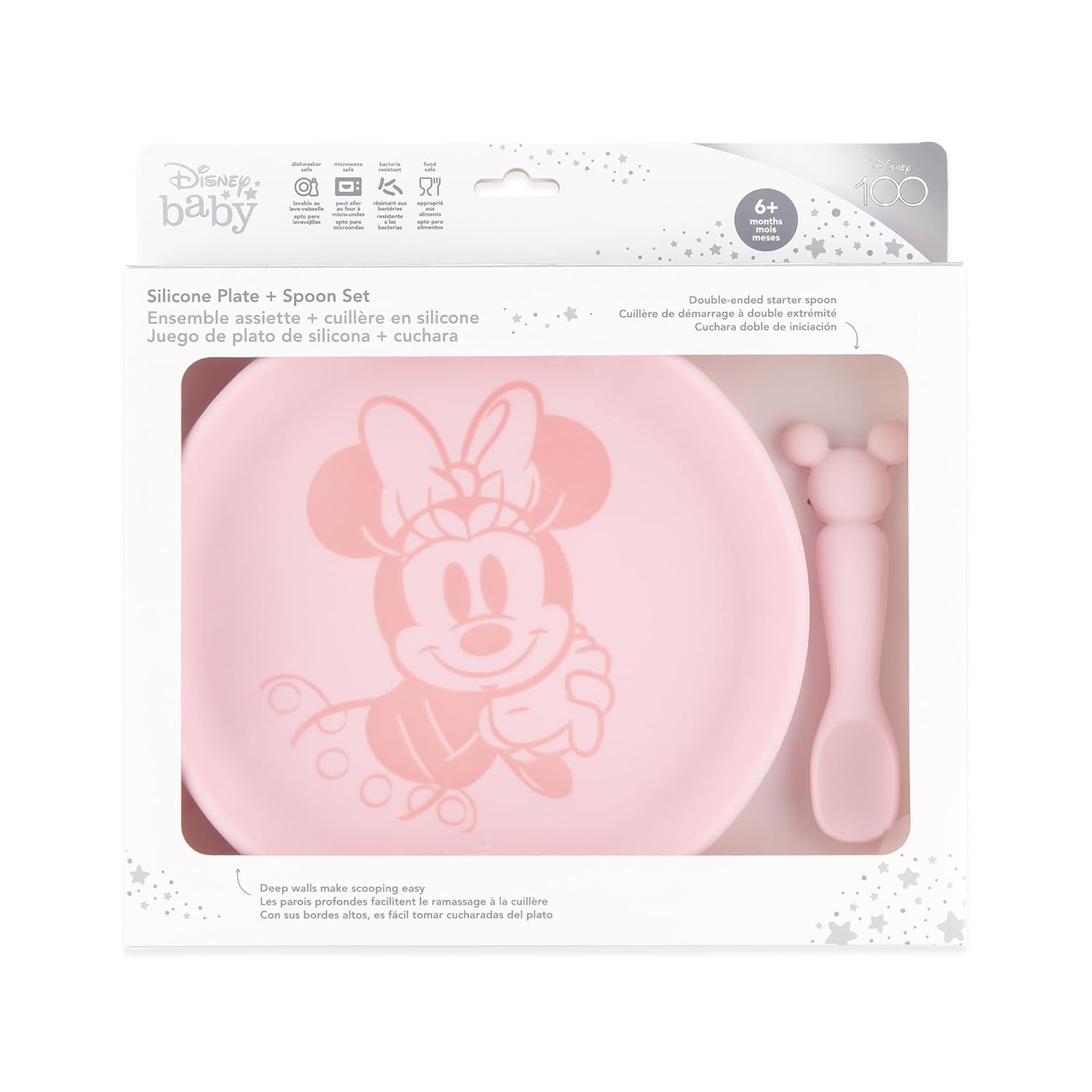 Disney Minnie Mouse Silicone Plate and Spoon Set for Babies and Kids