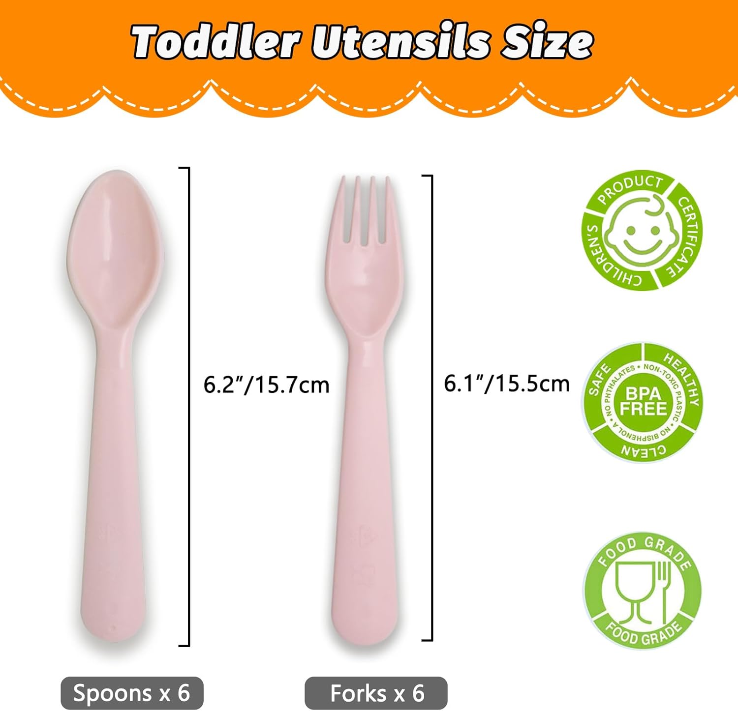 12 Pcs BPA Free Toddler Utensils Set - Pink
