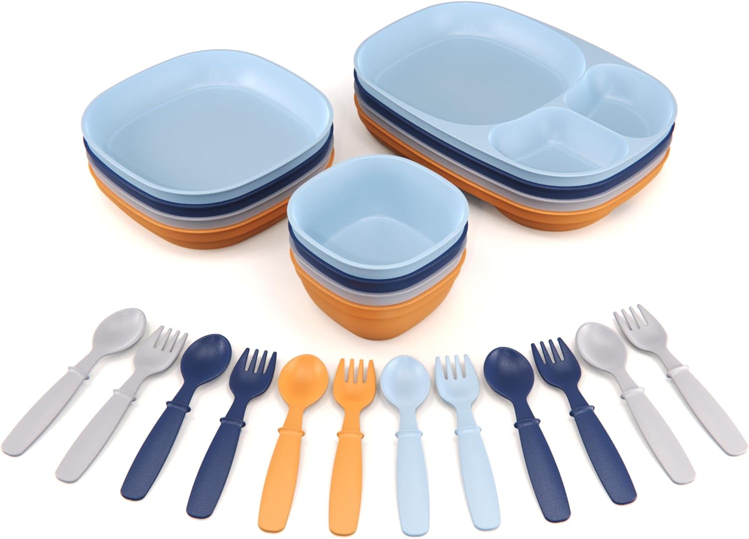 MightyMoe Kids Dinnerware Set - 24 Pieces Sunset