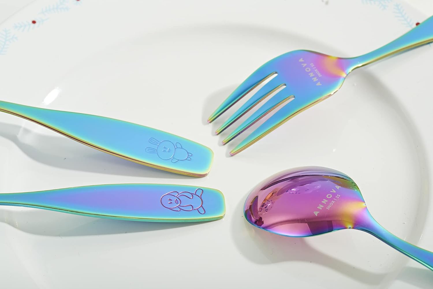 ANNOVA Kids Stainless Steel Flatware Set 6PCS Rainbow