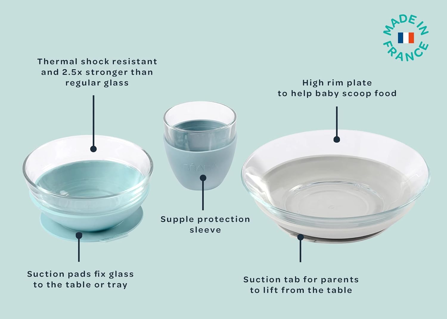 BEABA Duralex 3-Piece Meal Set for Toddlers and Babies
