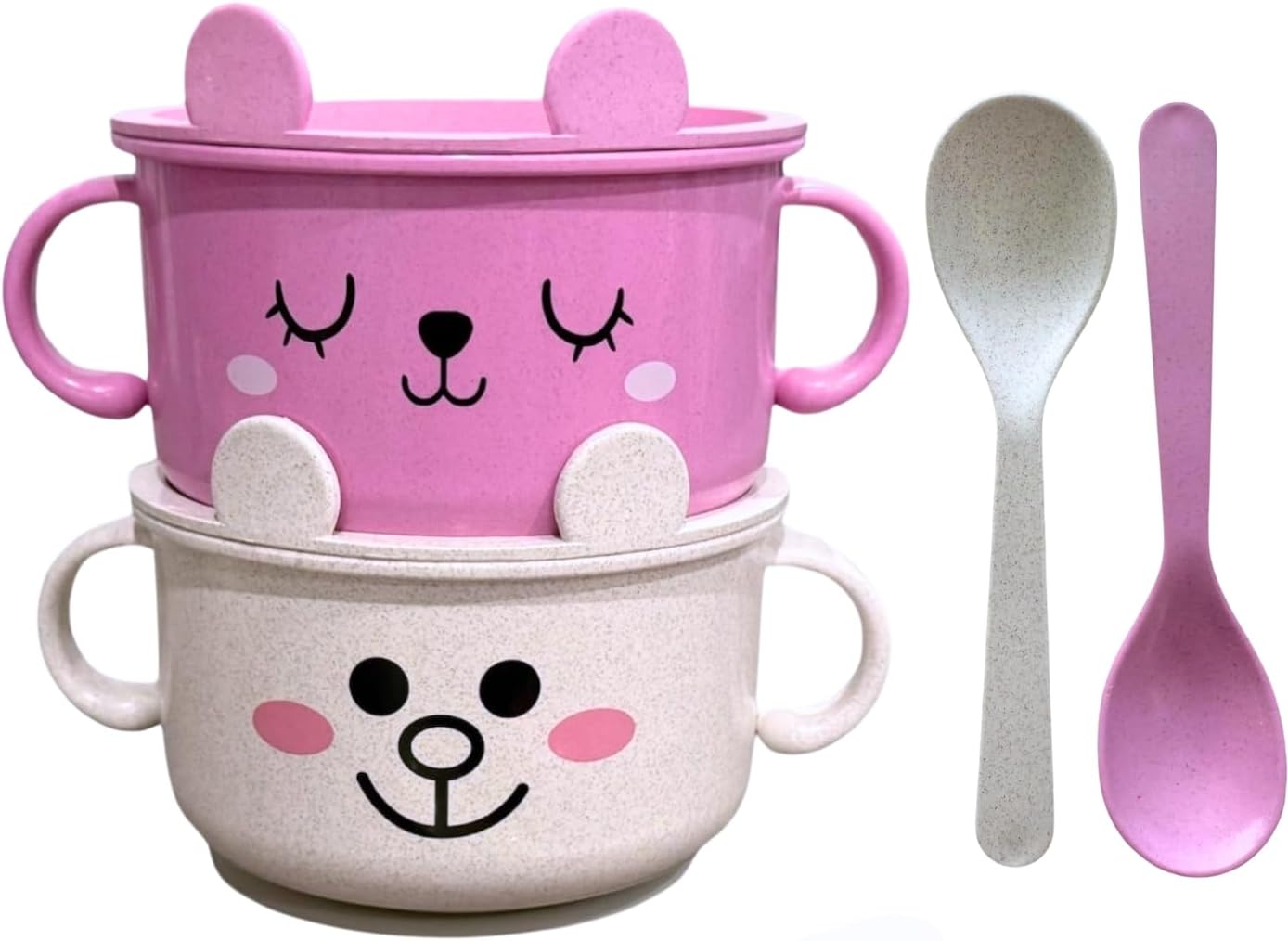 SnugglyBites Suction Bowls for Babies Toddlers Pink White