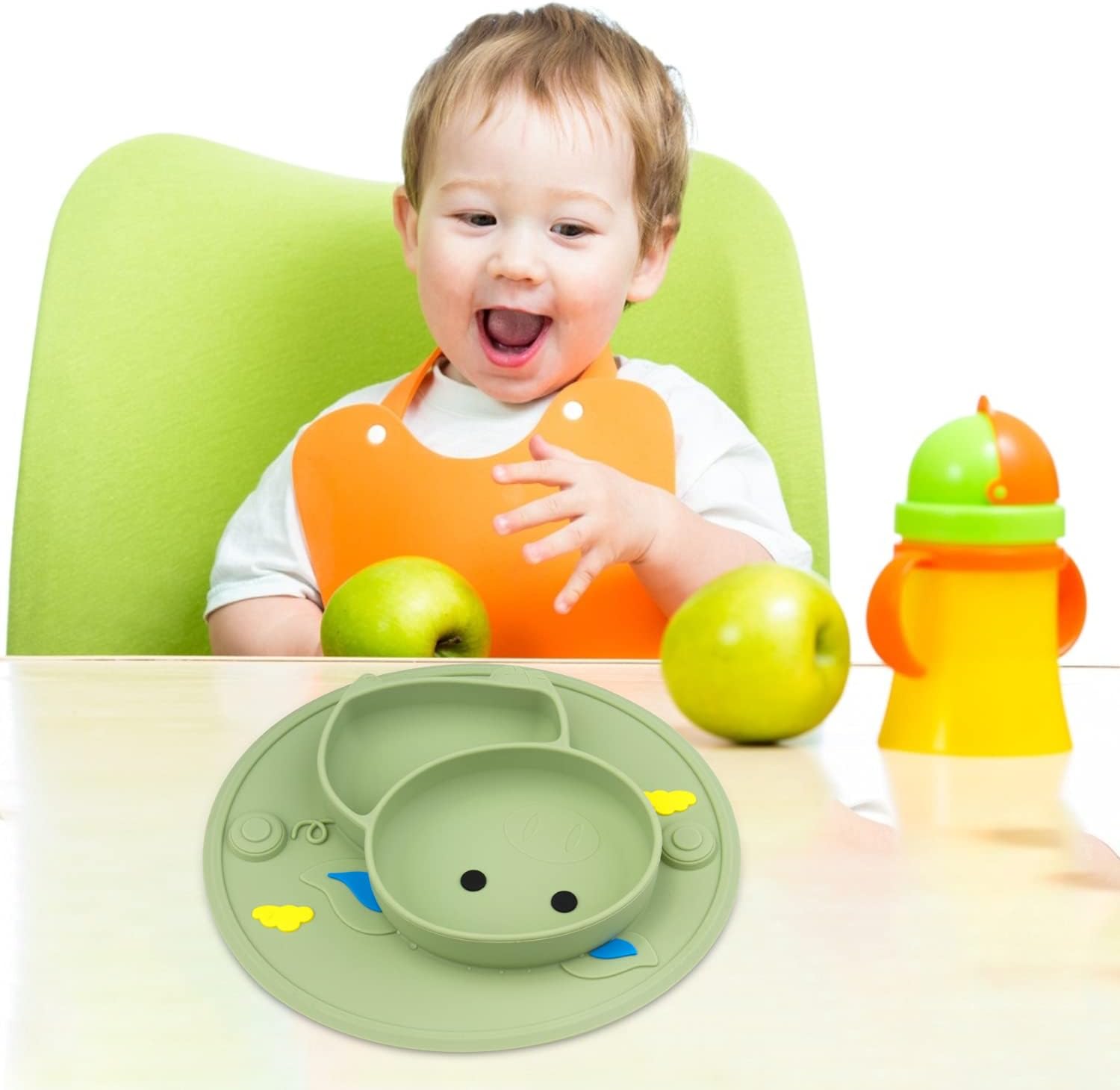 Qshare Toddler Plate - BPA-Free Suction Placemat for Kids