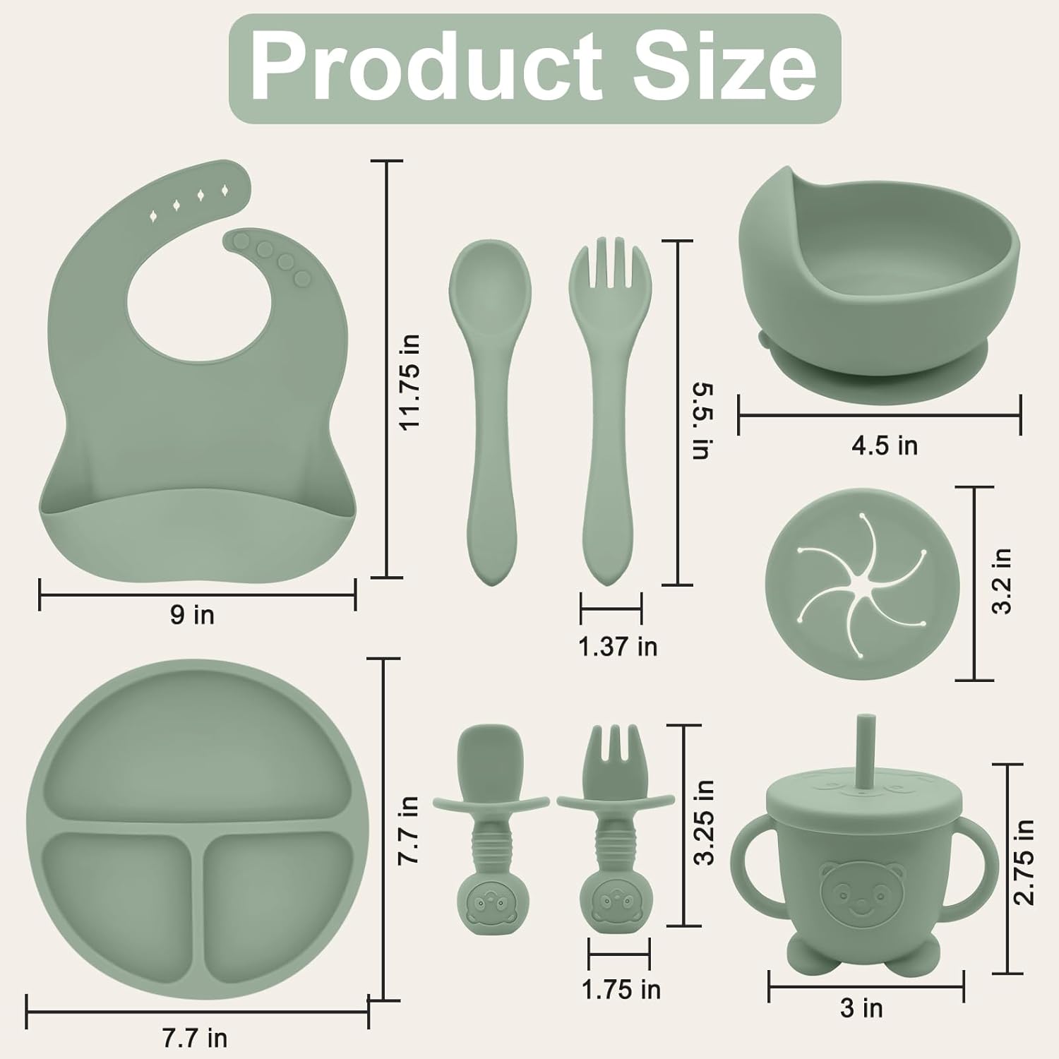 Munlinder Silicone Baby Feeding Set Light Green
