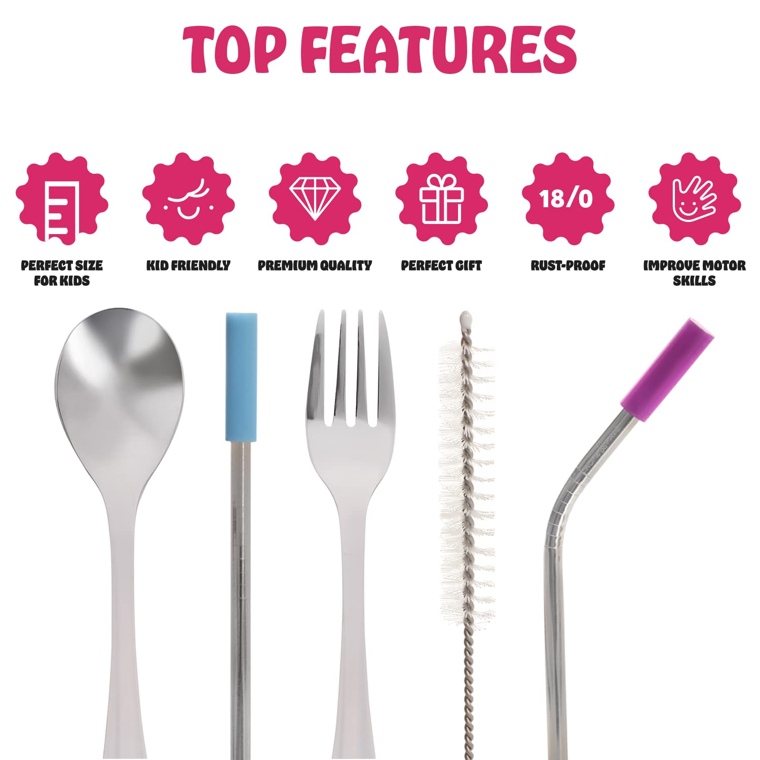HOMEFAVE 15-Piece Toddler Silverware Set