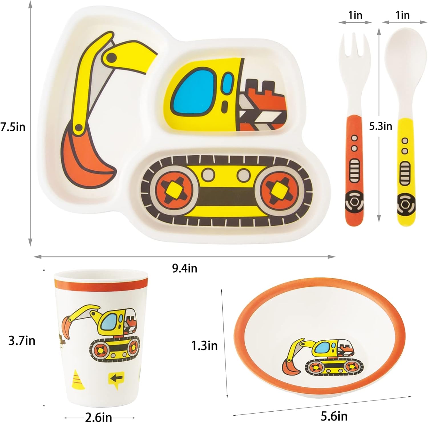 Kids Tableware Set - Toddler Plates Dinnerware with Fork and Spoon