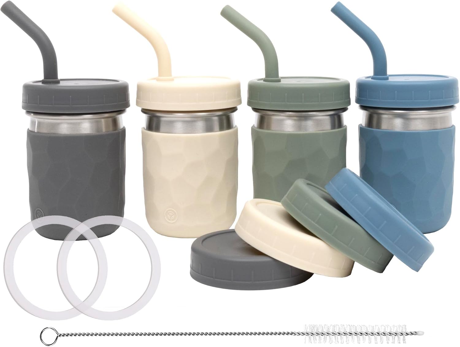 WeeSprout 2-in-1 Stainless Steel Kids Cups Set of 4