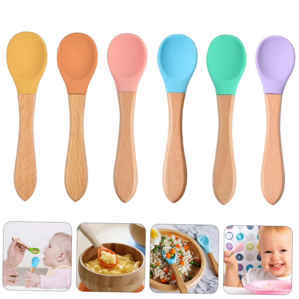 BESPORTBLE 6Pcs Baby Porridge Spoons with Long Handles