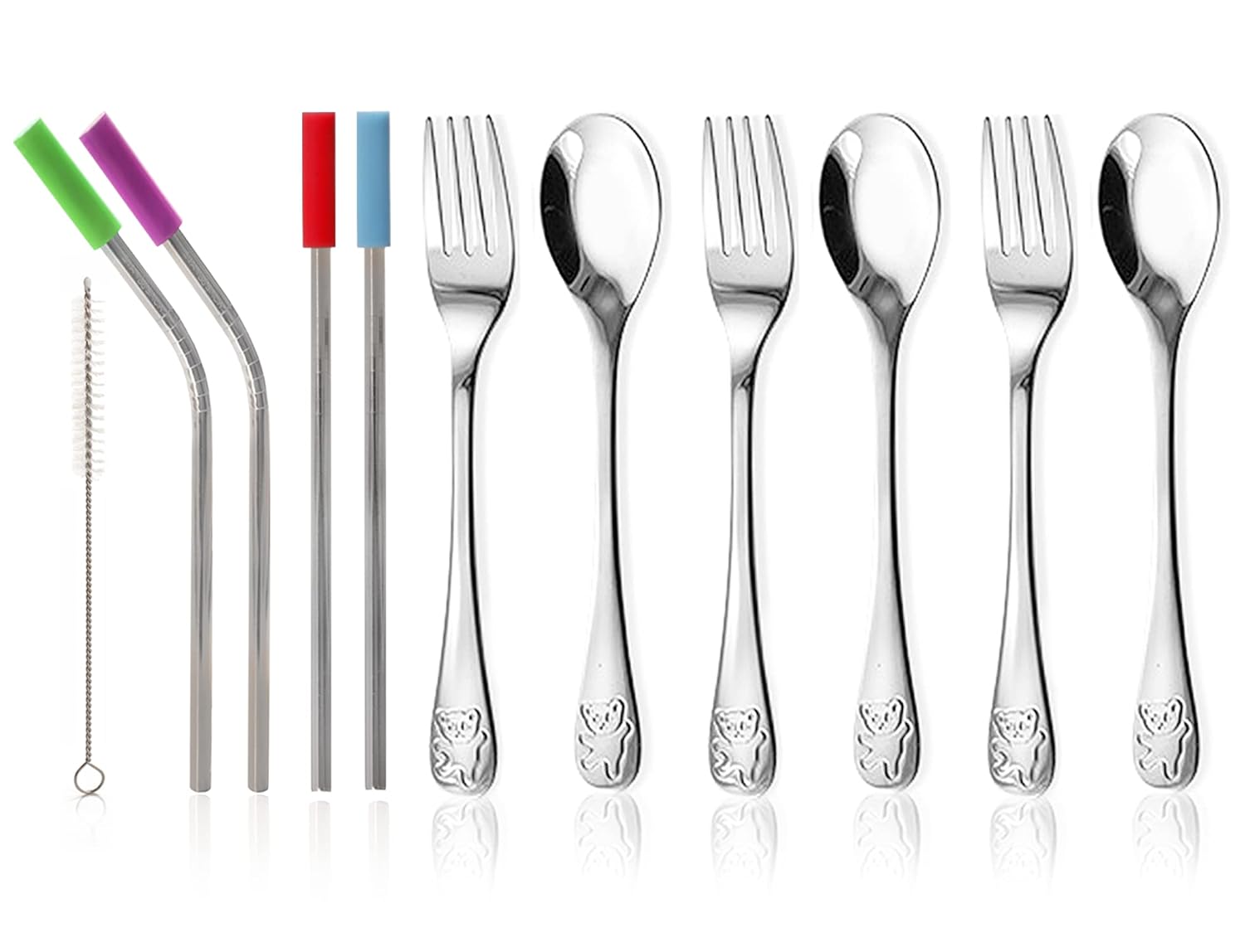 HOMEFAVE 15-Piece Toddler Silverware Set