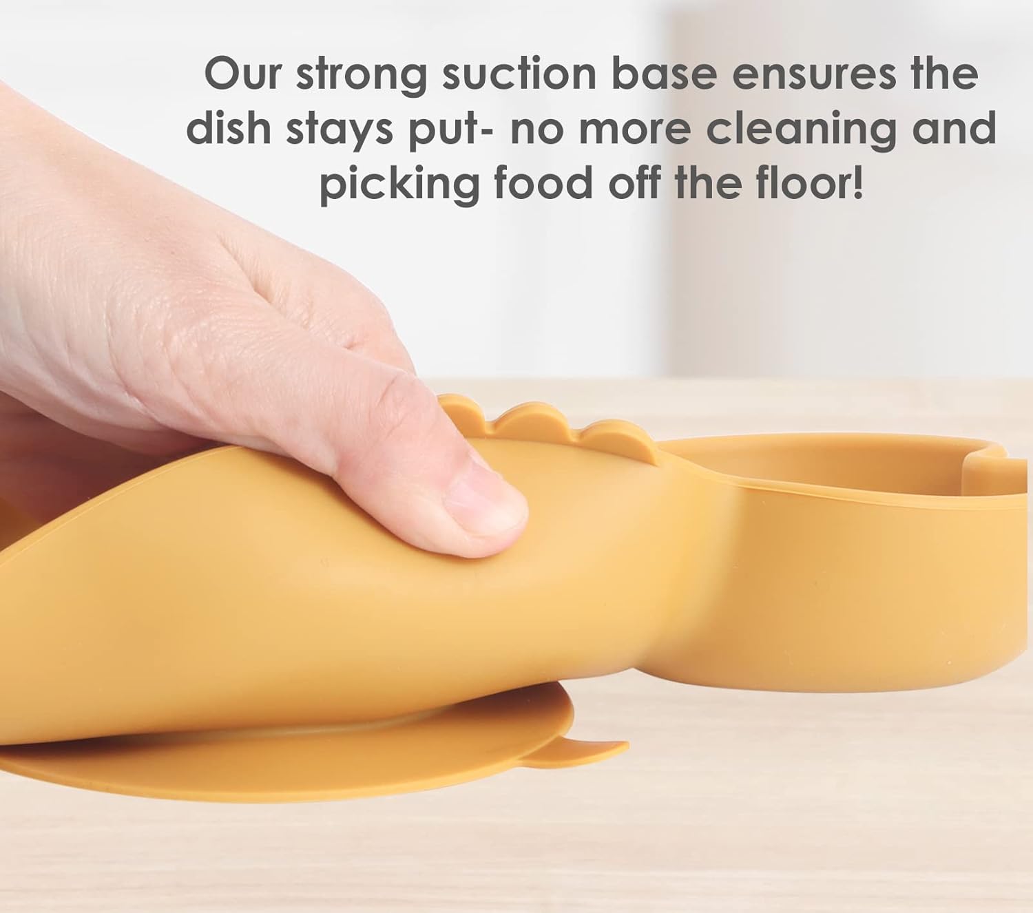 ROCCED Suction Plates Spoon Fork Set for Baby - Crab Yellow
