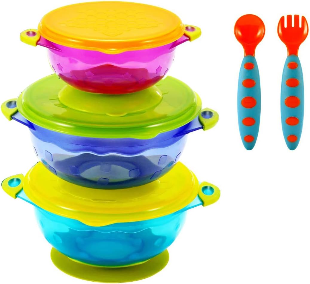 PandaEar Spill Proof Stackable Baby Suction Bowls 3 Sizes