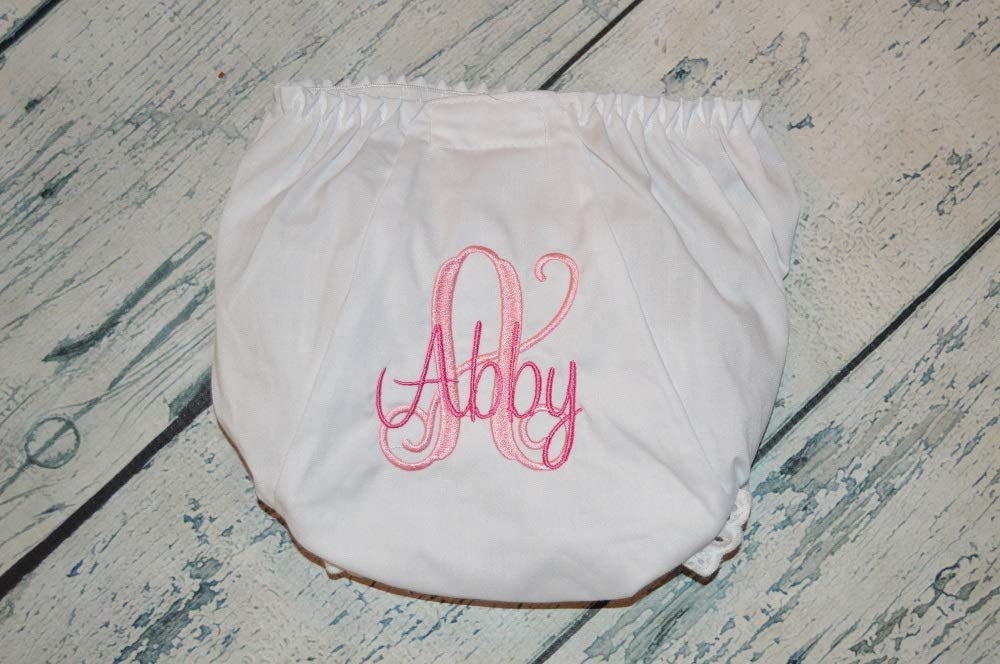 Personalized Baby Bloomer with Curly Initial Embroidery 1