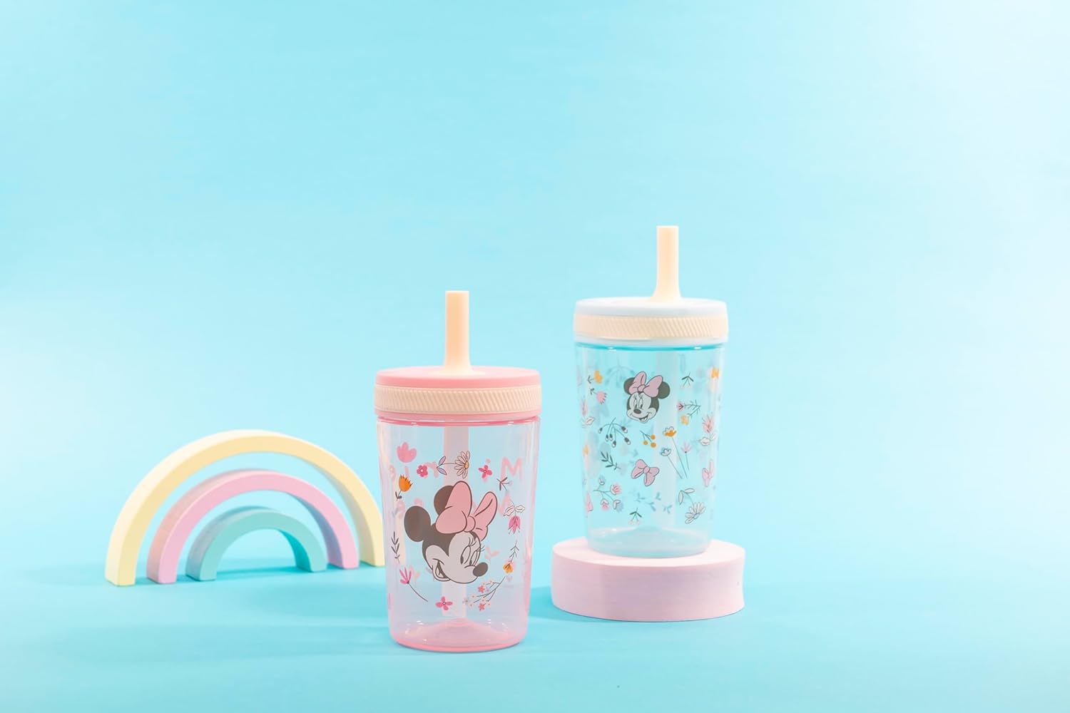 Zak Designs Disney Minnie Mouse 15oz Toddler Cups 2-Pack Durable Leak-Proof