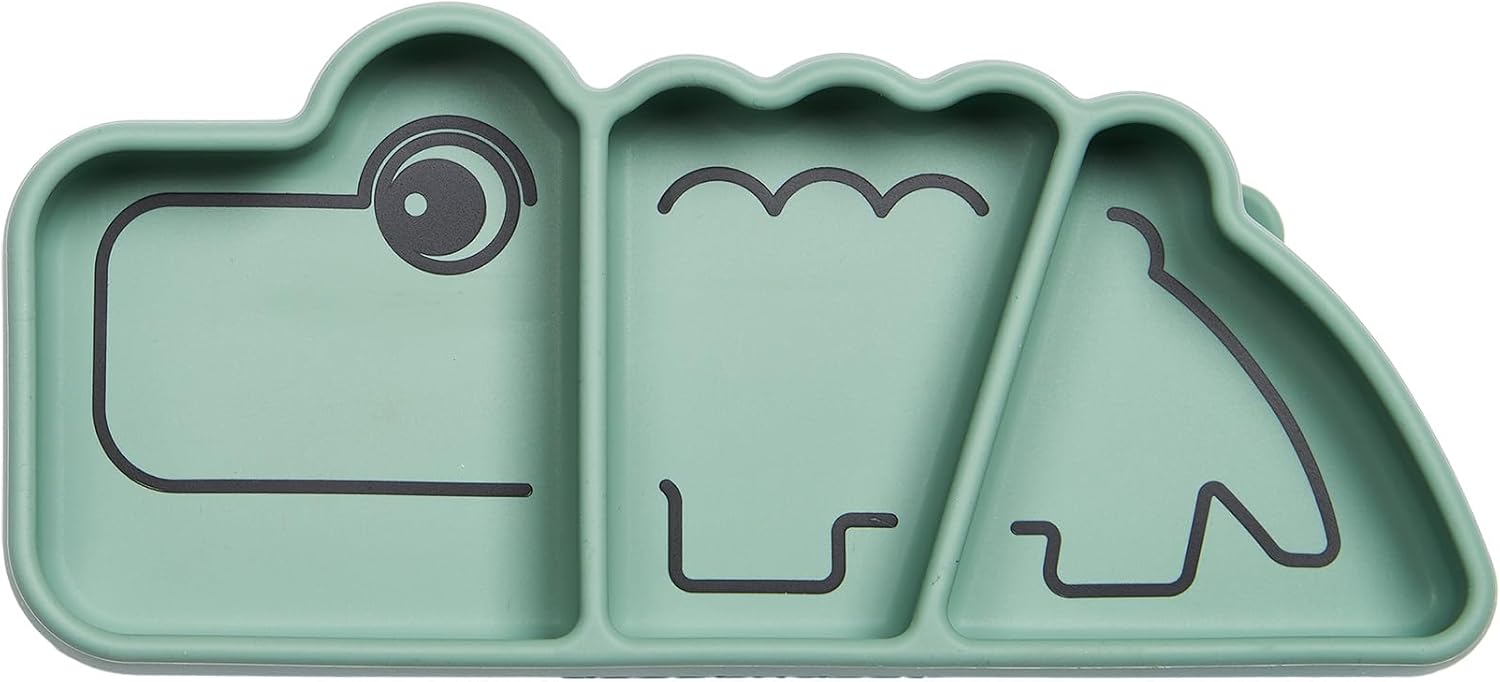 Done by Deer Crocodile Snack Plate - Suction BPA-Free Durable 1