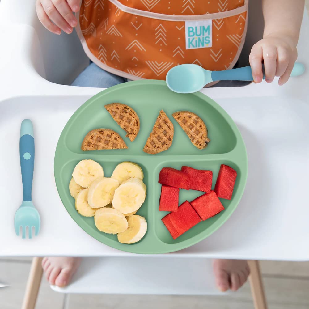 Vicloon 3 Pcs Suction Baby Plates with Spoons