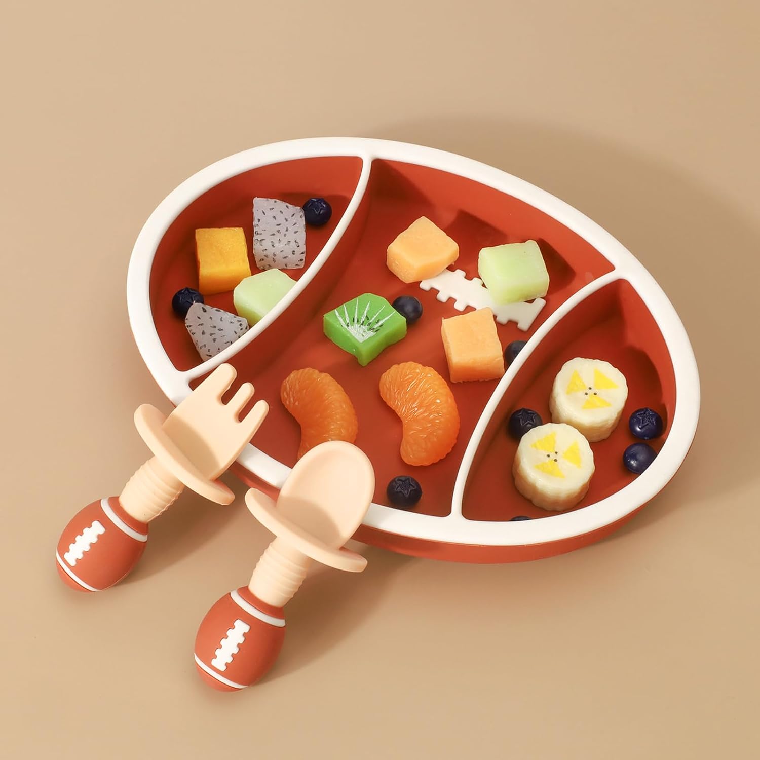 Linowos Toddler Plates 3 Compartment Suction BPA Free