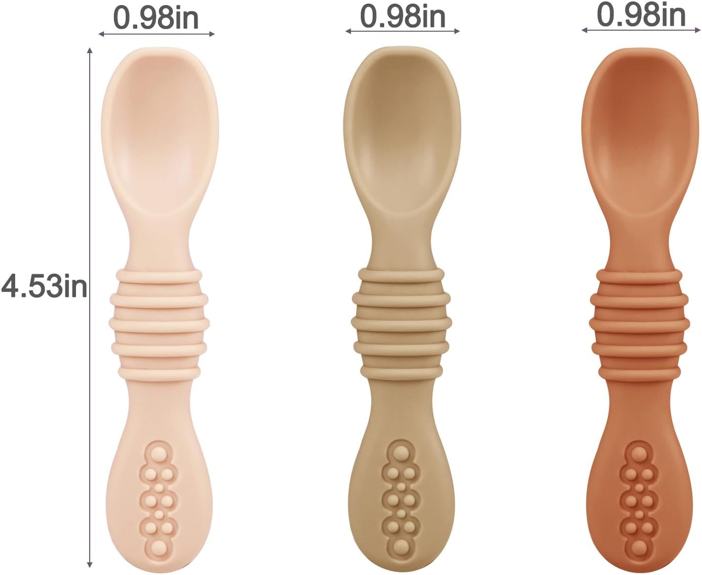 PandaEar 3 Pack Toddler Plates with Spoons - PinkBrownBrick Red 1