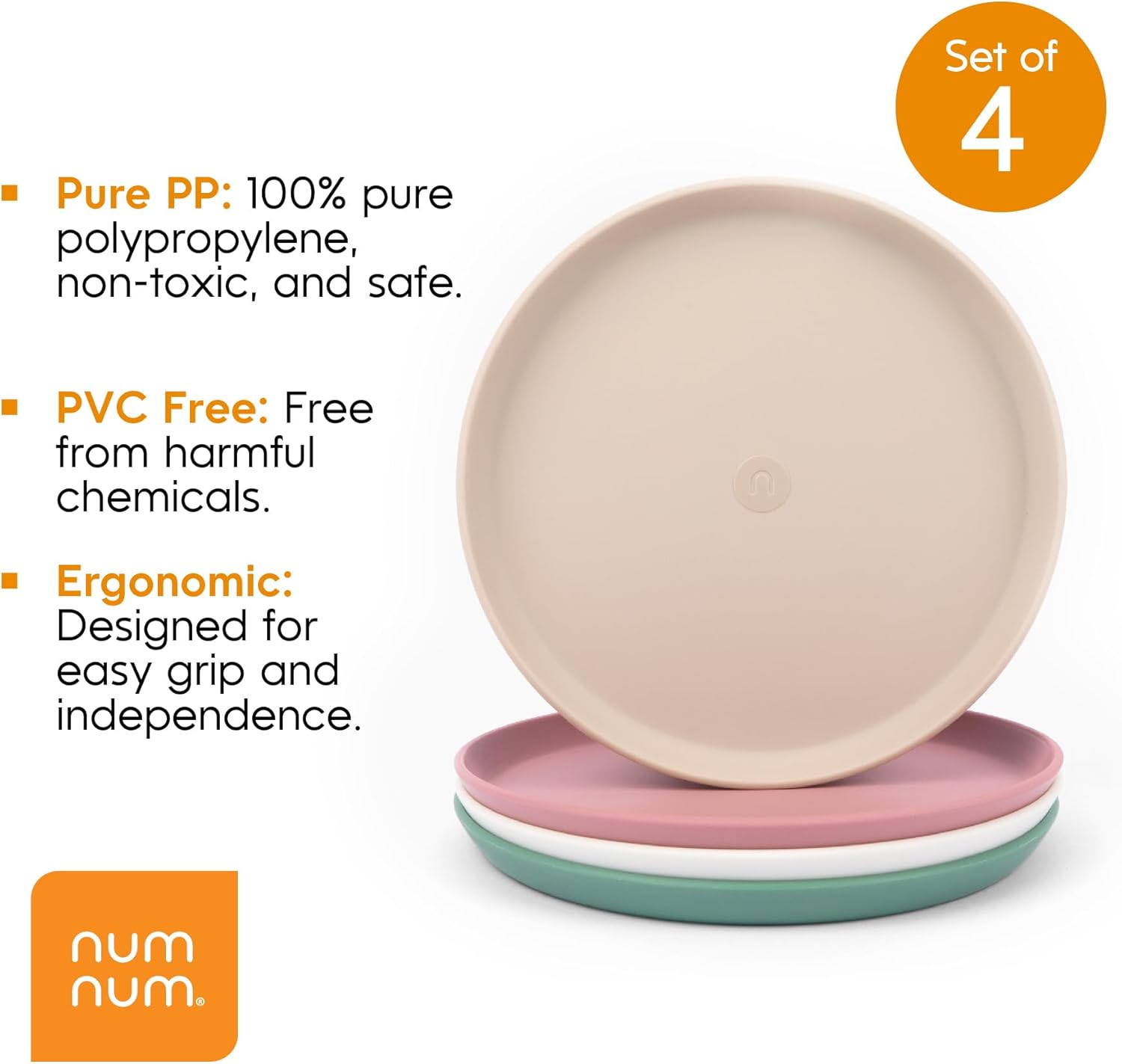 NumNum Toddler Plates Set - 4-Pack BPA-Free Non-Toxic