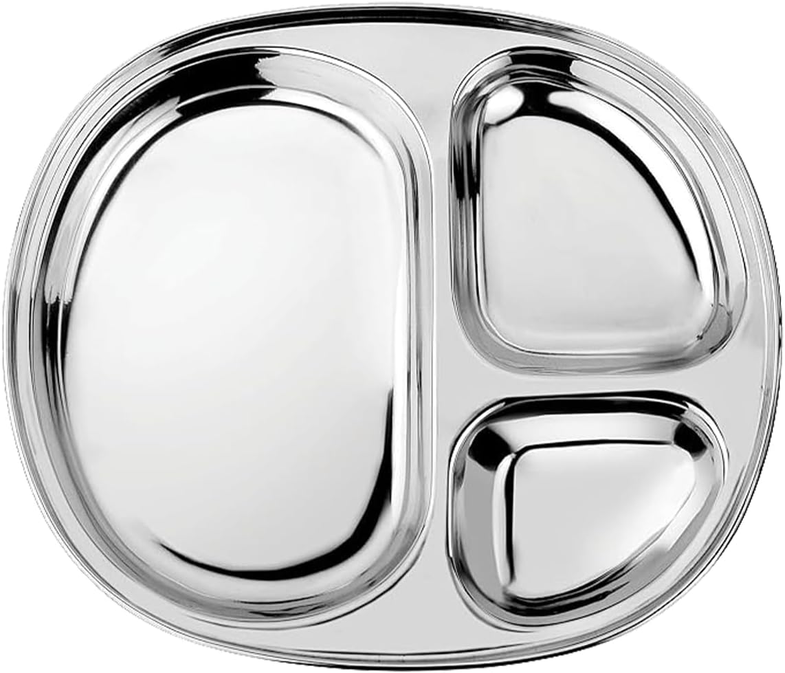 Ahimsa Stainless Steel Toddler Plates - BPA Free Non Toxic 3 Sections