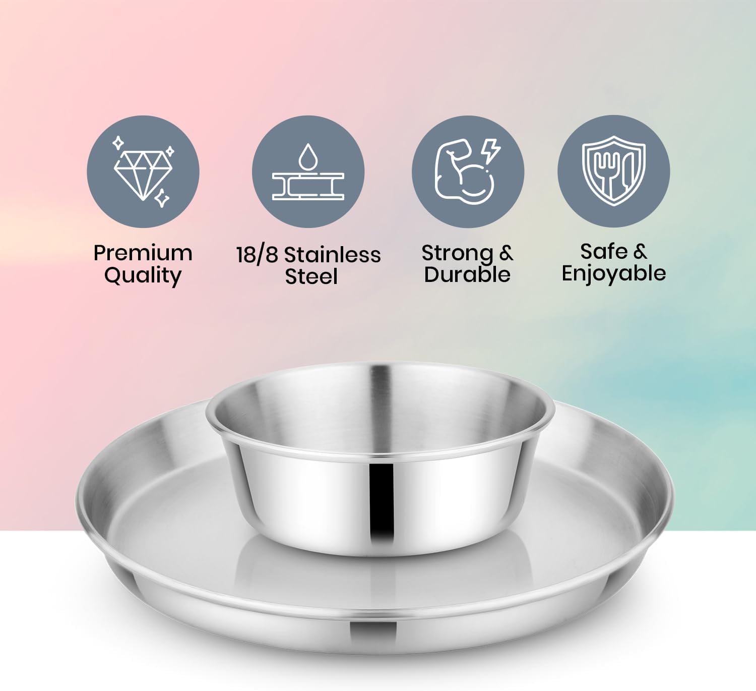 Bon aPetite 304 Stainless Steel Plate Bowl Set