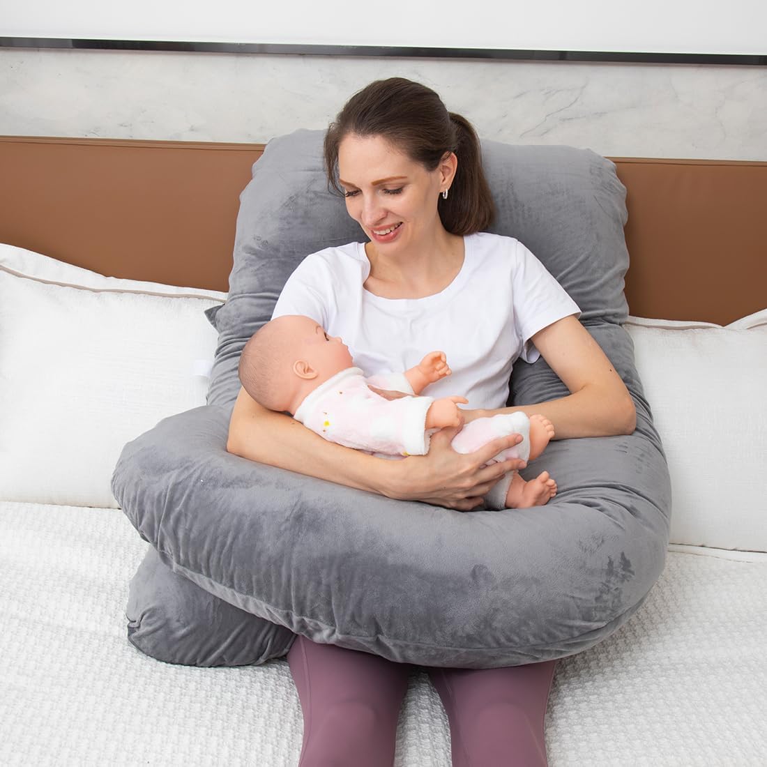 MOON PINE Pregnancy Pillow with Dark Grey Cover