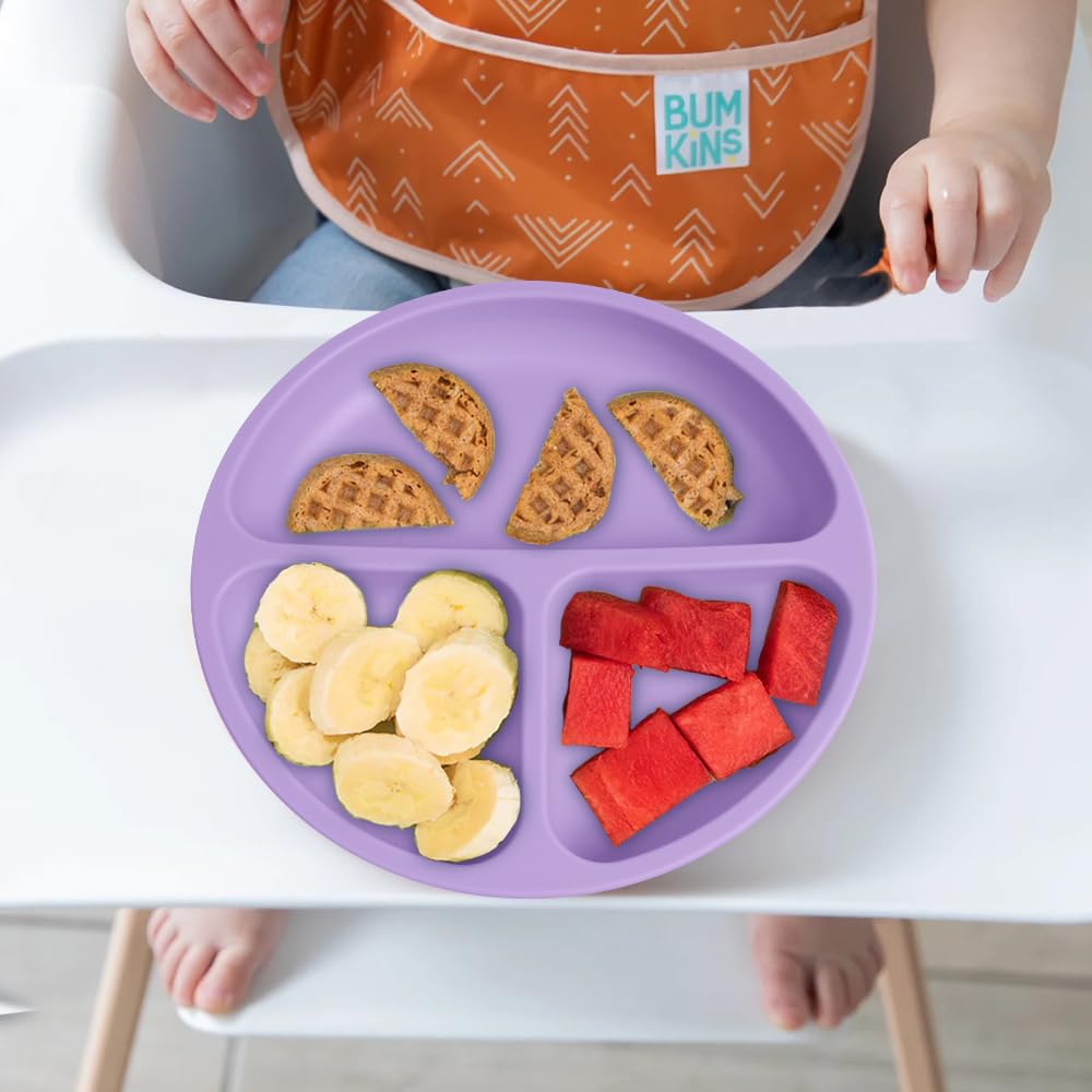 Vicloon Toddler Plates 3 Pcs Suction with Lids