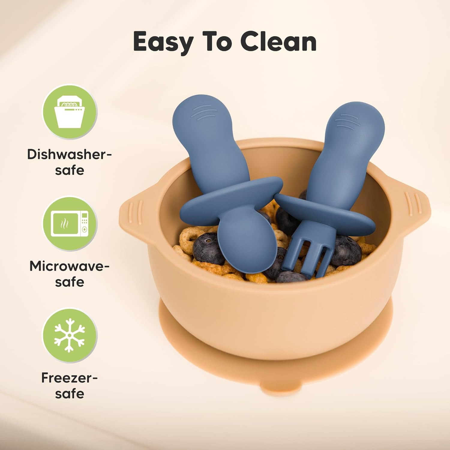 KeaBabies 2-Pack Suction Baby Bowls with Lids and Spoons Forks Set
