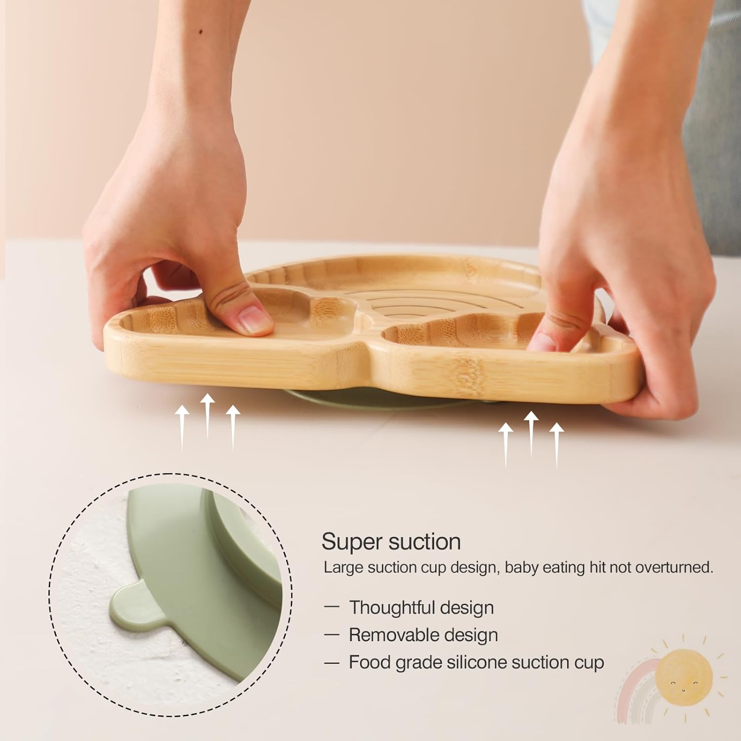 Bamboo Suction Plates Bowls Set for Baby Toddler