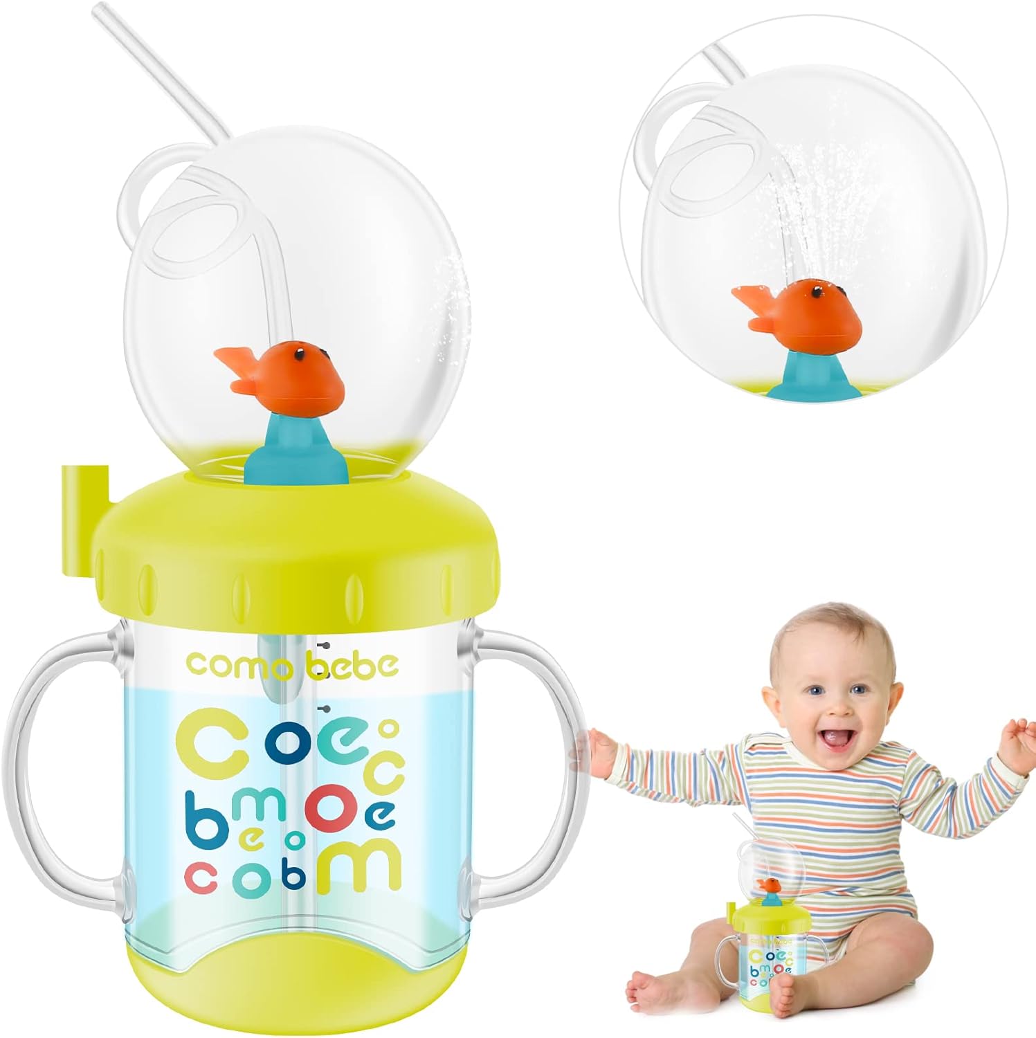 Cute Whale Sippy Cup with Spouting Effect and Leak Proof Design