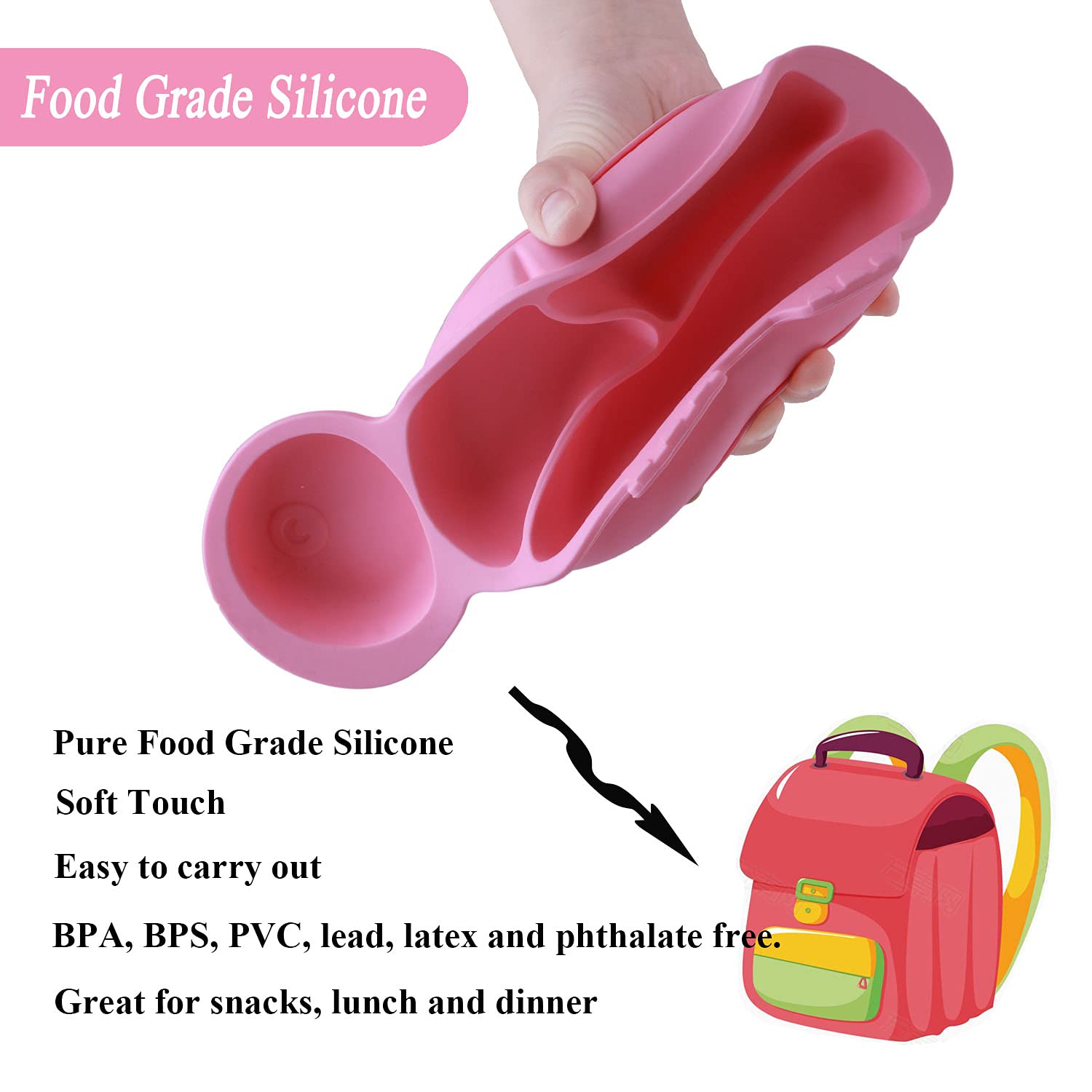 NICINGU Silicone Suction Plate Set for Toddlers - Pink