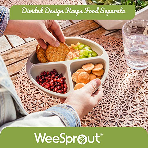 WeeSprout 3-Pack Silicone Plates with Lids for Babies Toddlers