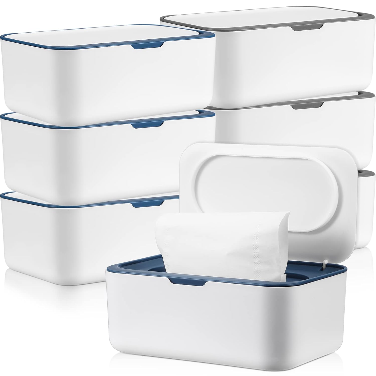 Sumind 6 Pack Wipe Dispenser with Lids Dark Blue and Dark Gray