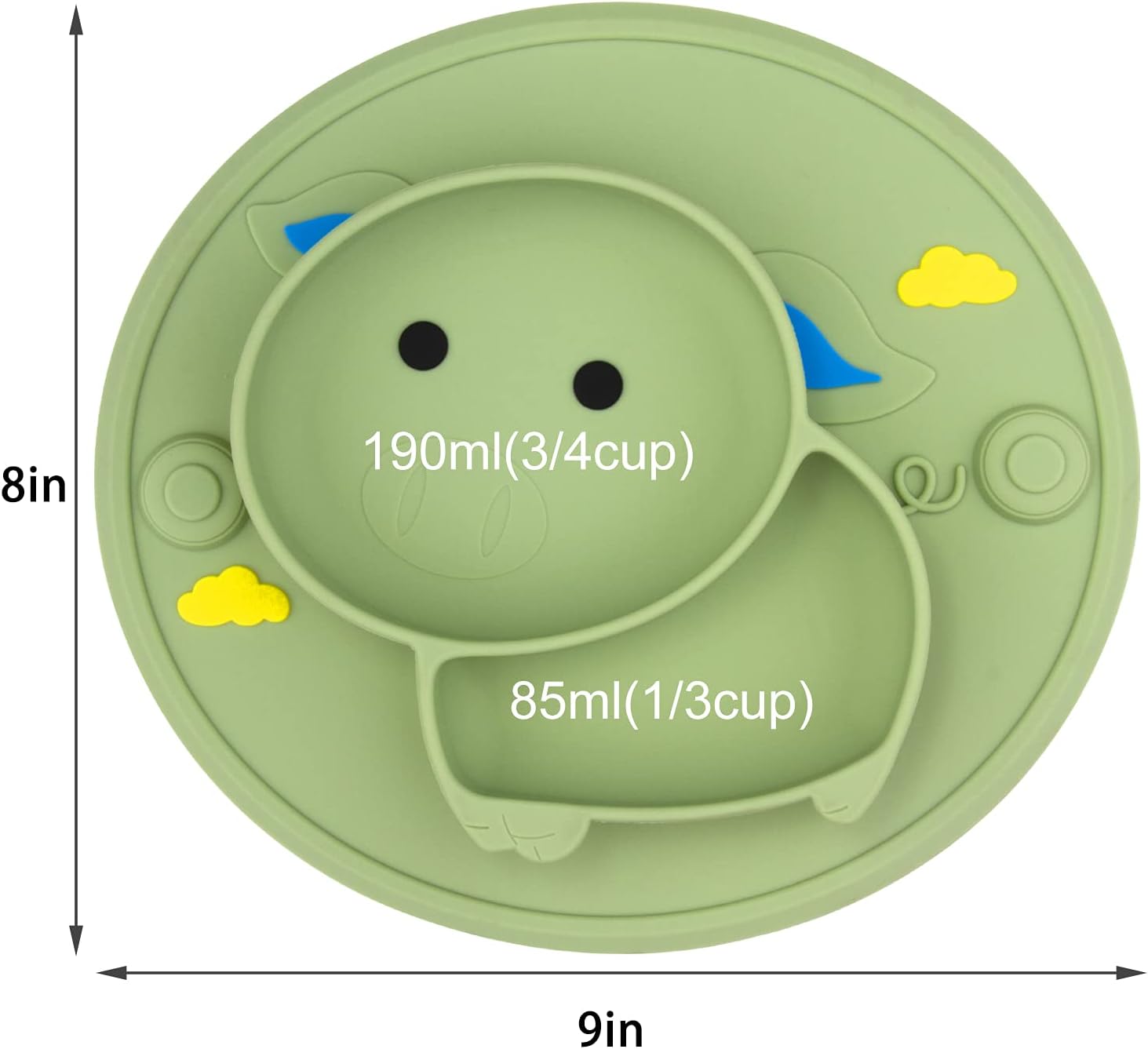 Qshare Toddler Plate - BPA-Free Suction Placemat for Kids