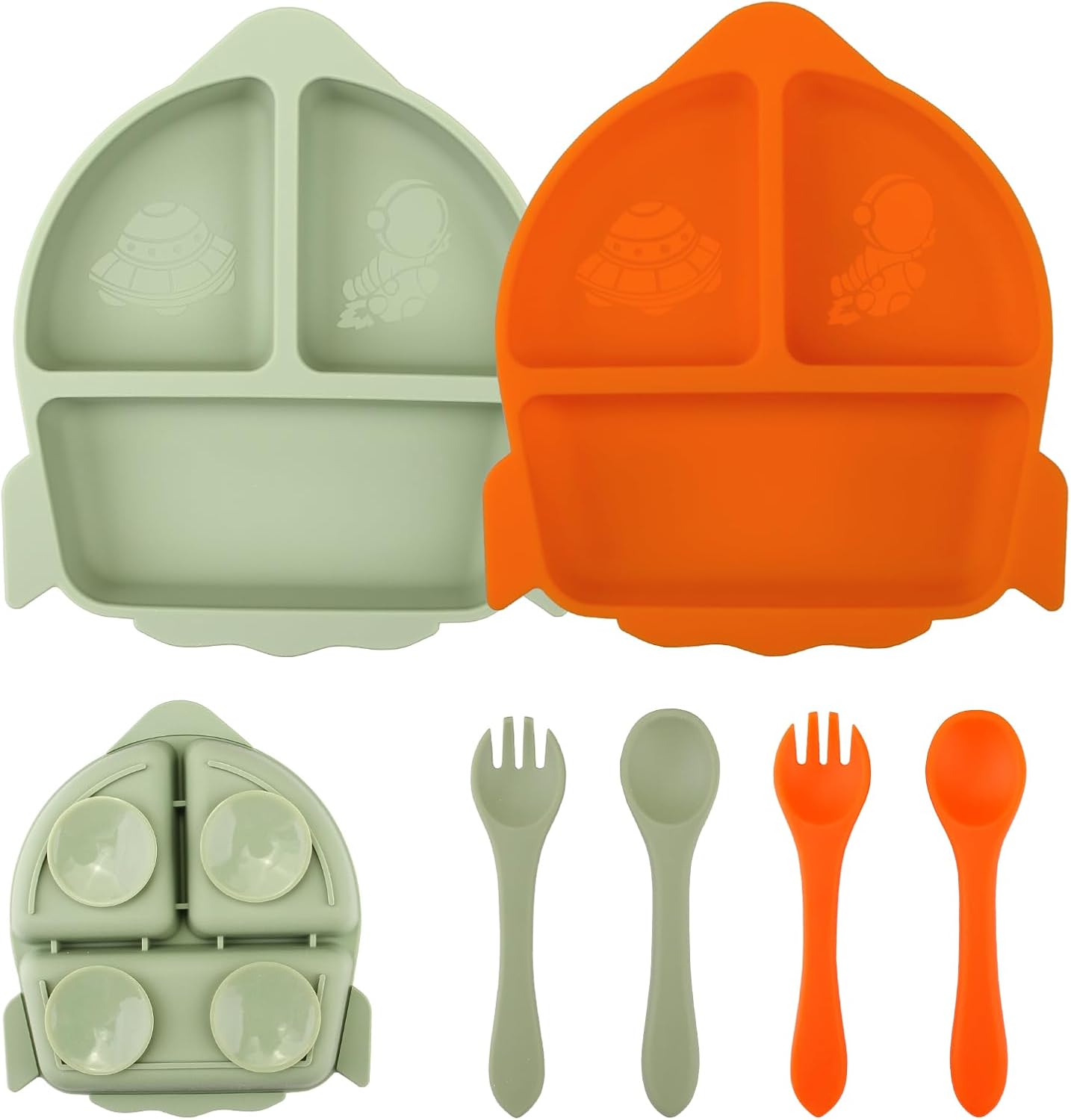 Nohlerlife Toddler Weaning Plate Set with Cutlery 1