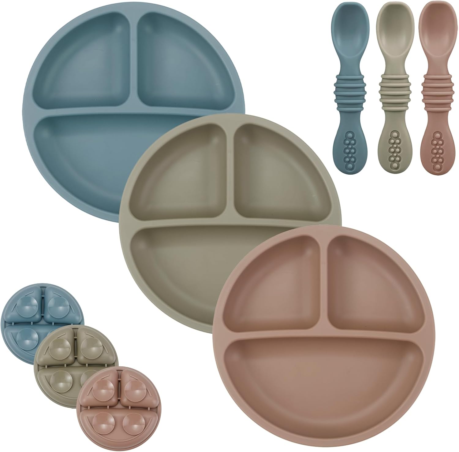 PandaEar Baby Feeding Set - 3 Plates 3 Spoons BPA-Free