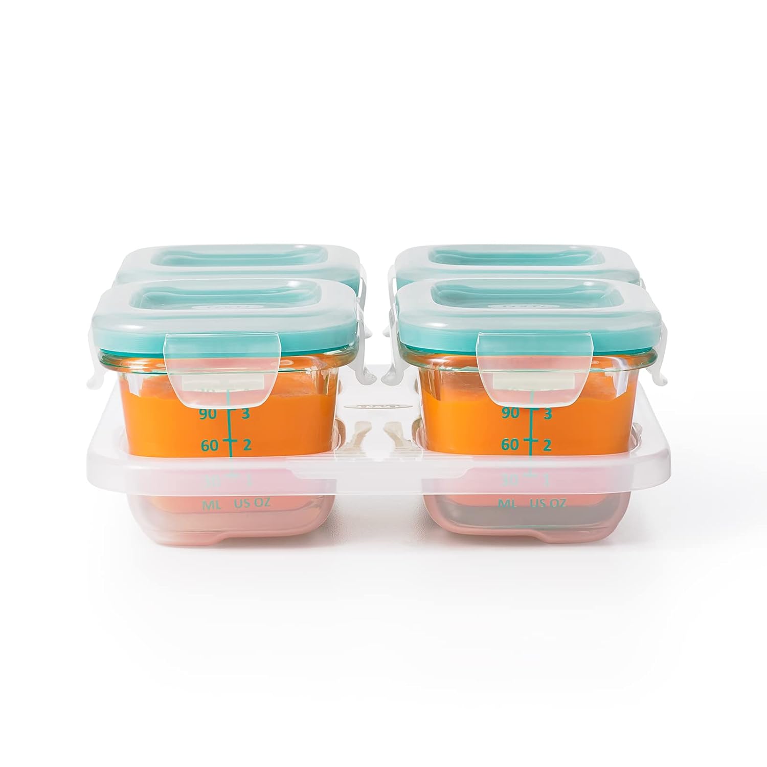 OXO Tot 4oz Glass Food Storage Containers Teal