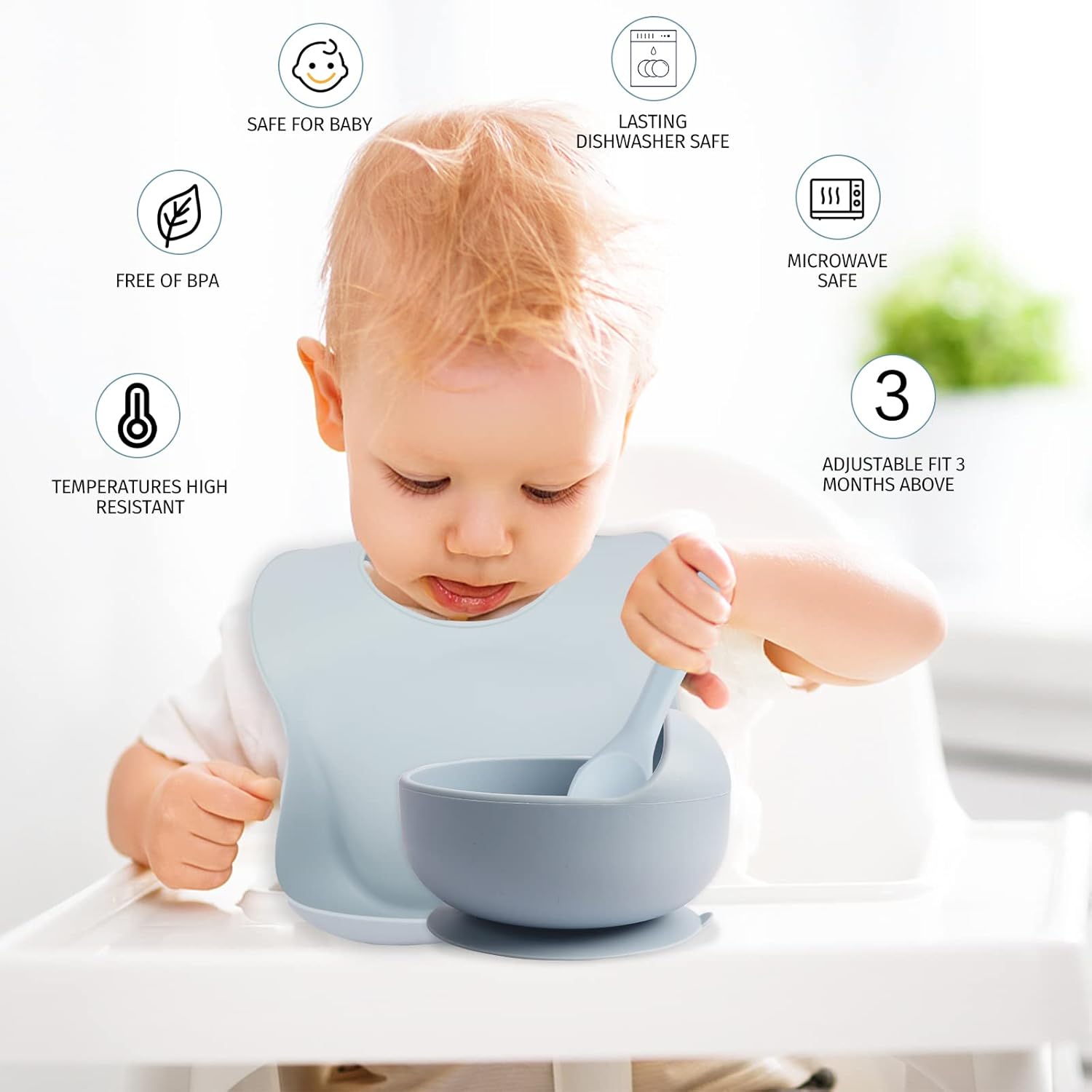 KEIERSE 12 Pcs Silicone Baby Feeding Set PinkBlue