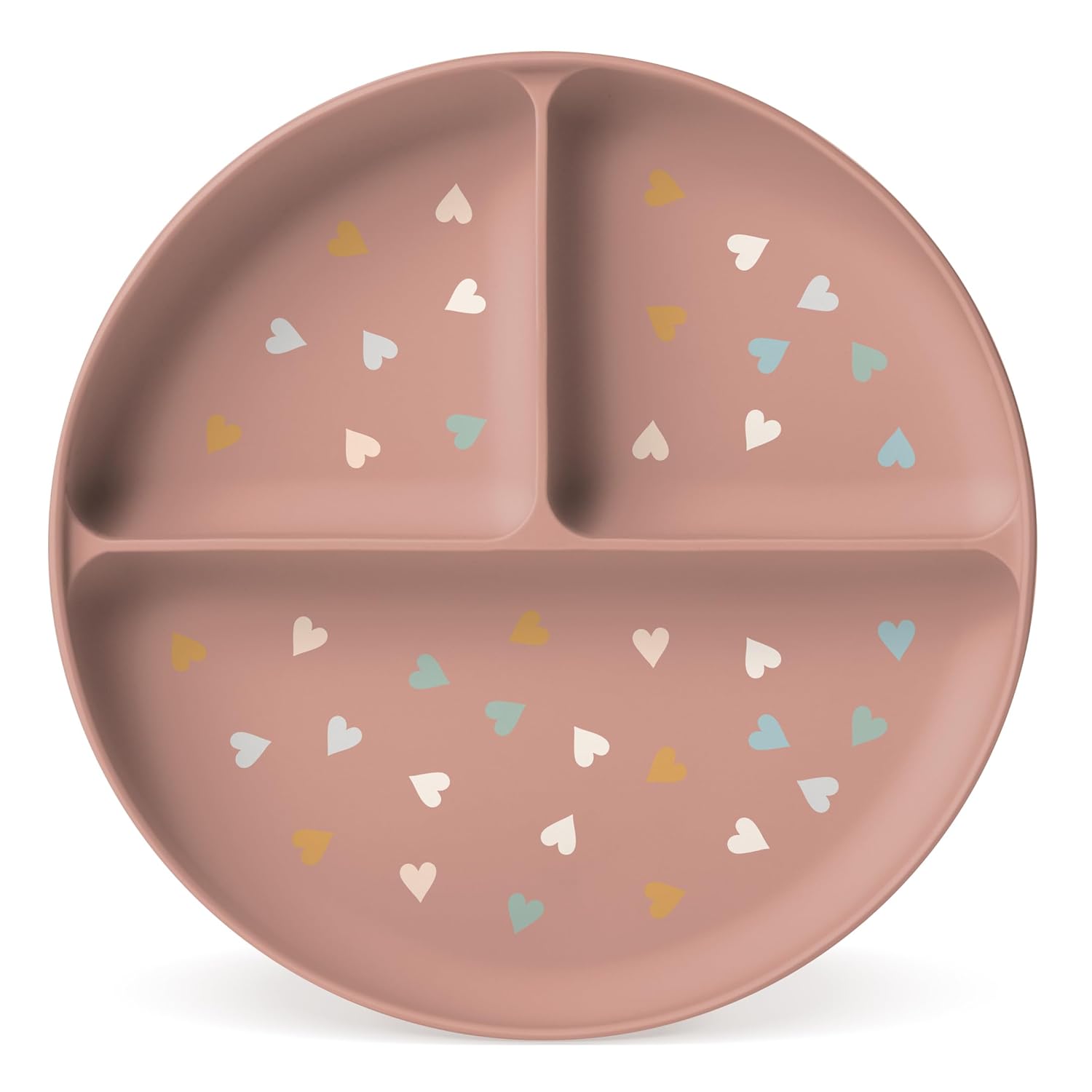 Simple Modern Silicone Plate for Baby Toddler Hearts on Pink