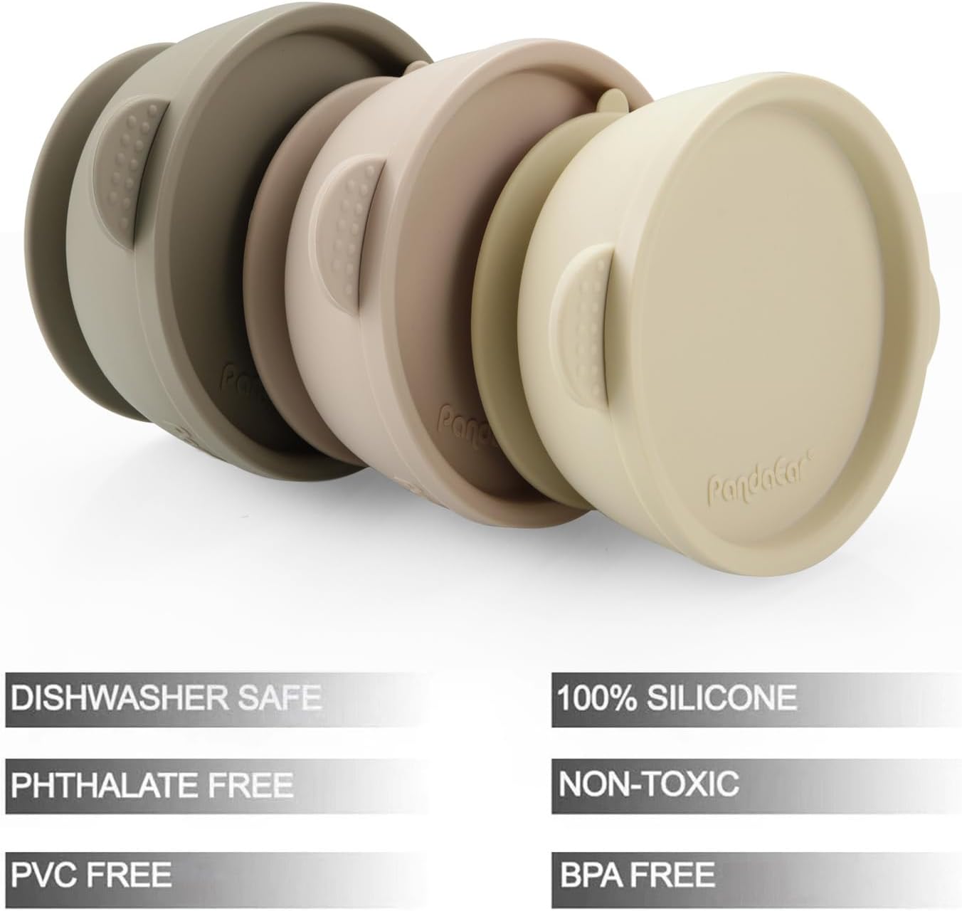 PandaEar 3 Pack Leak-Proof Baby Bowls with Suction and Lids