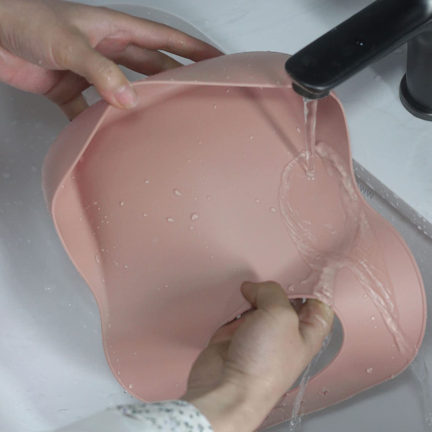 Ginbear Baby Feeding Set with Suction Bowl Silicone Bib and Spoon Baby Pink