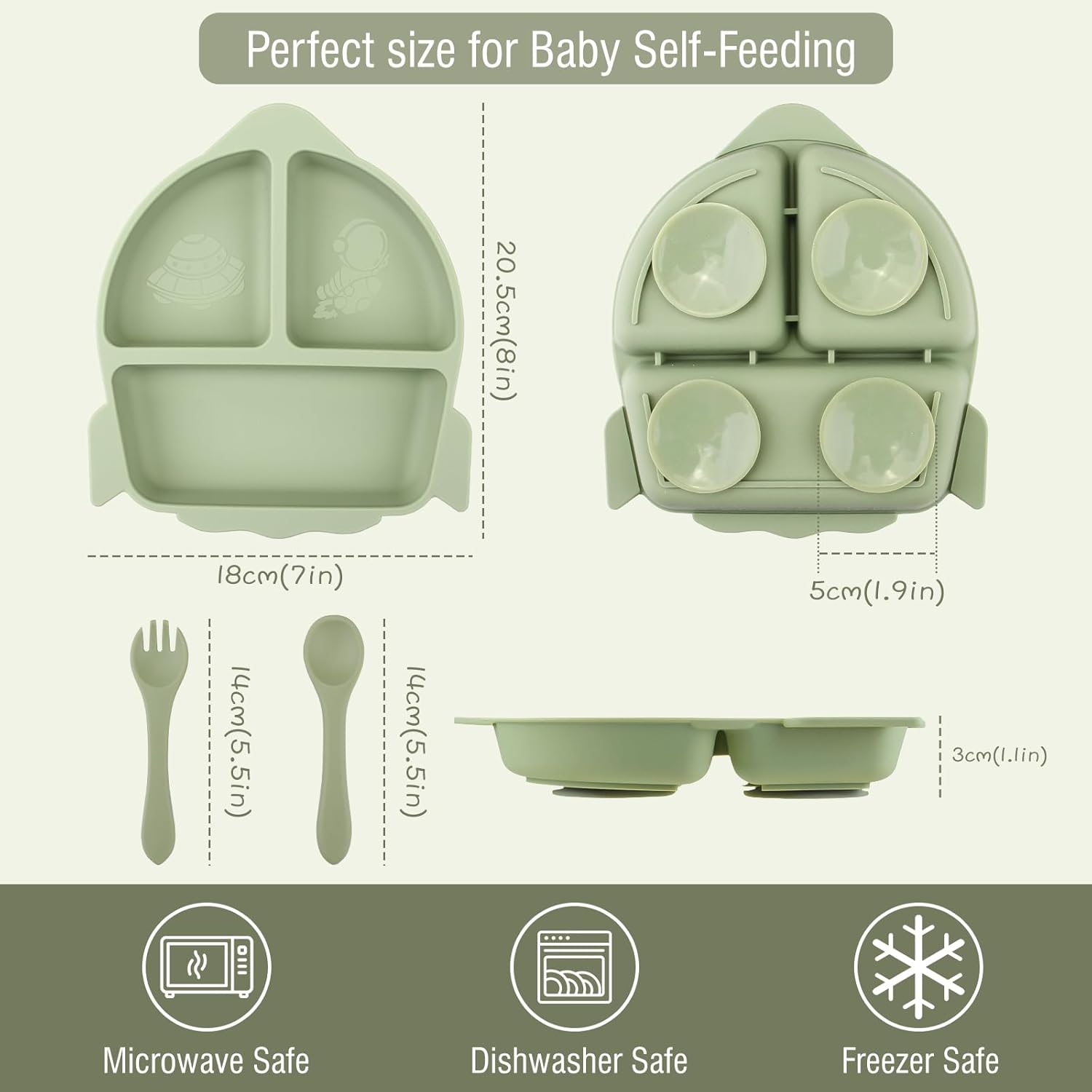 Nohlerlife Toddler Weaning Plate Set with Cutlery 1