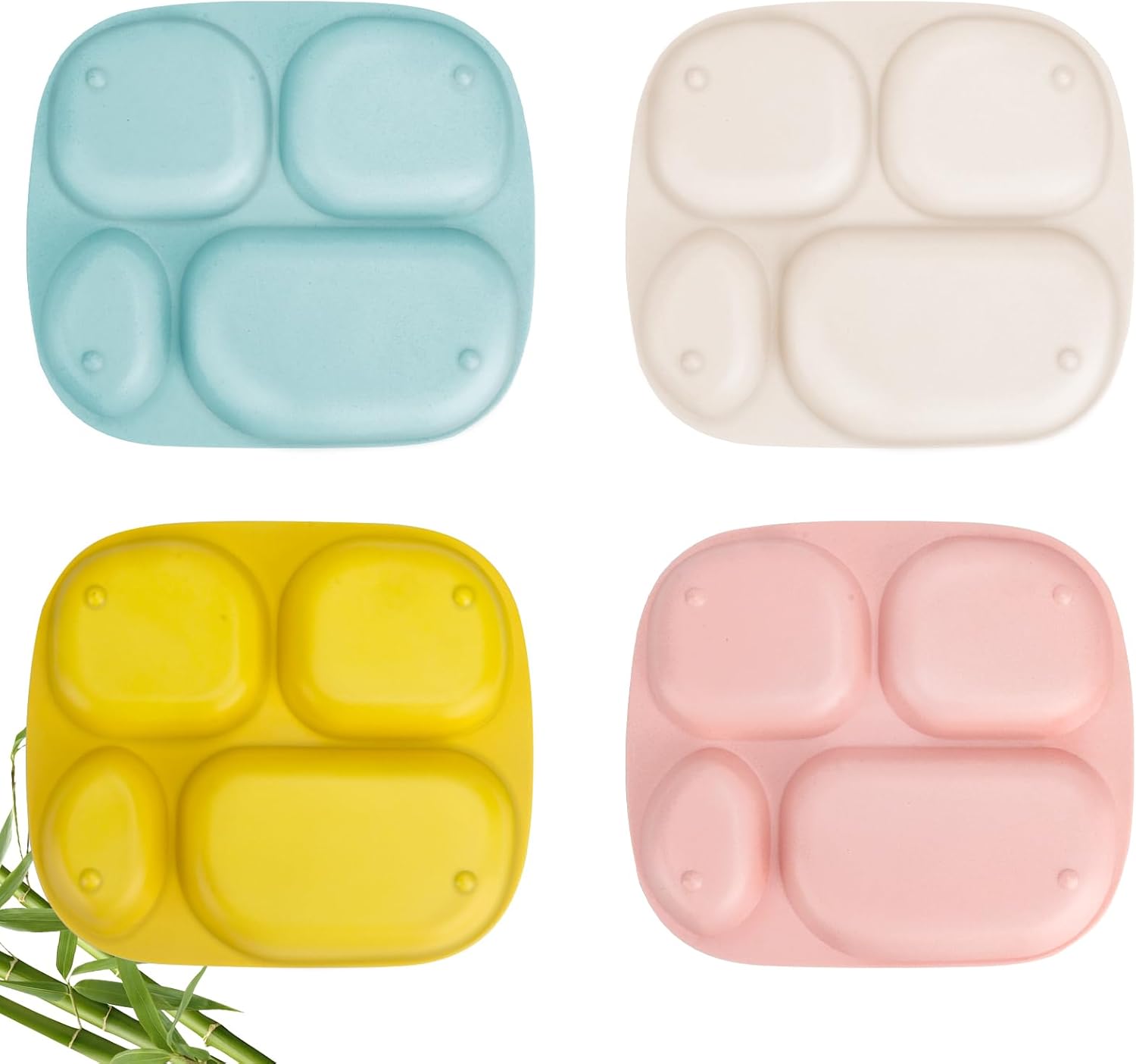 Shopwithgreen Bamboo Divided Plates Set of 4
