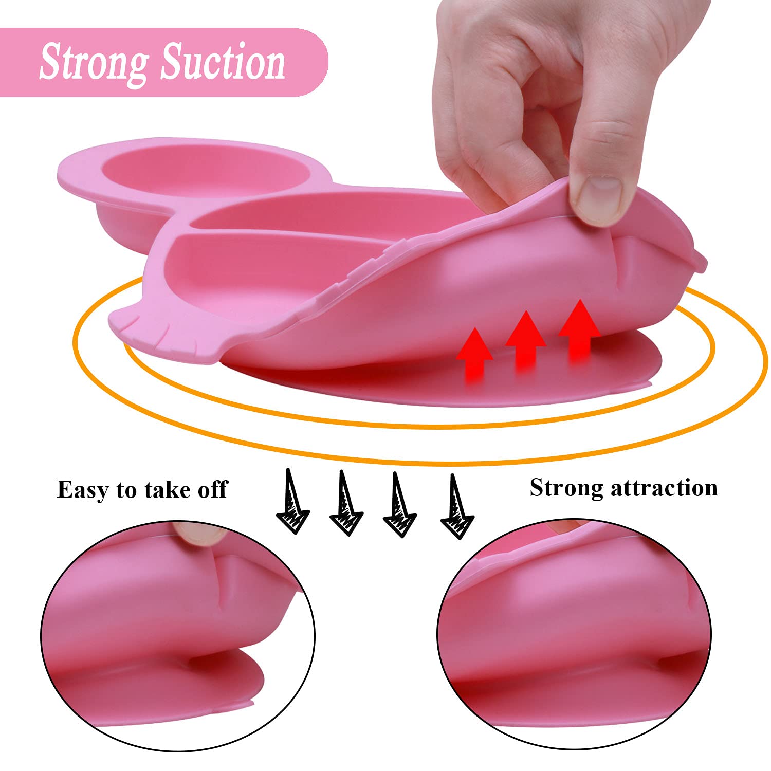NICINGU Baby Feeding Plates 6 Pcs Set Suction Silicone