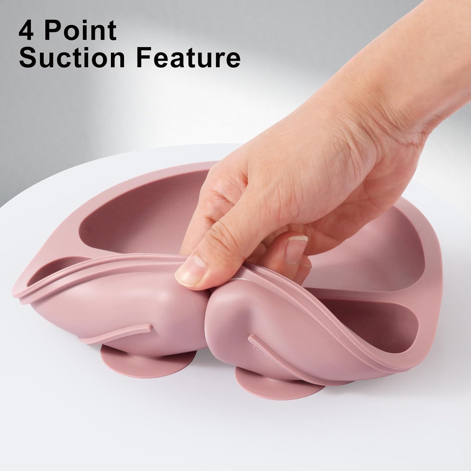 Eascrozn Silicone Baby Feeding Set 2 Pack with Divided Plates and Utensils