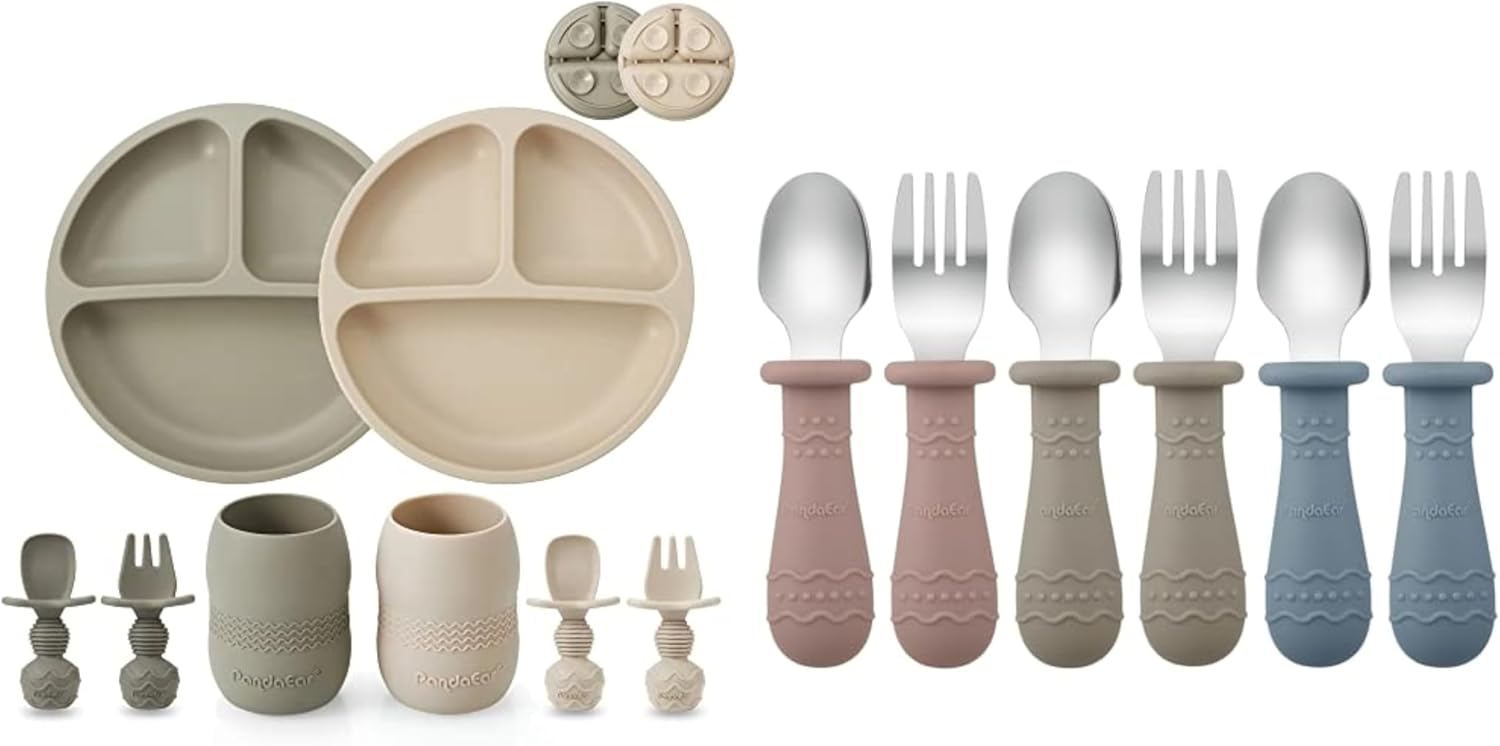 PandaEar Silicone Baby Feeding Set Toddler Utensils