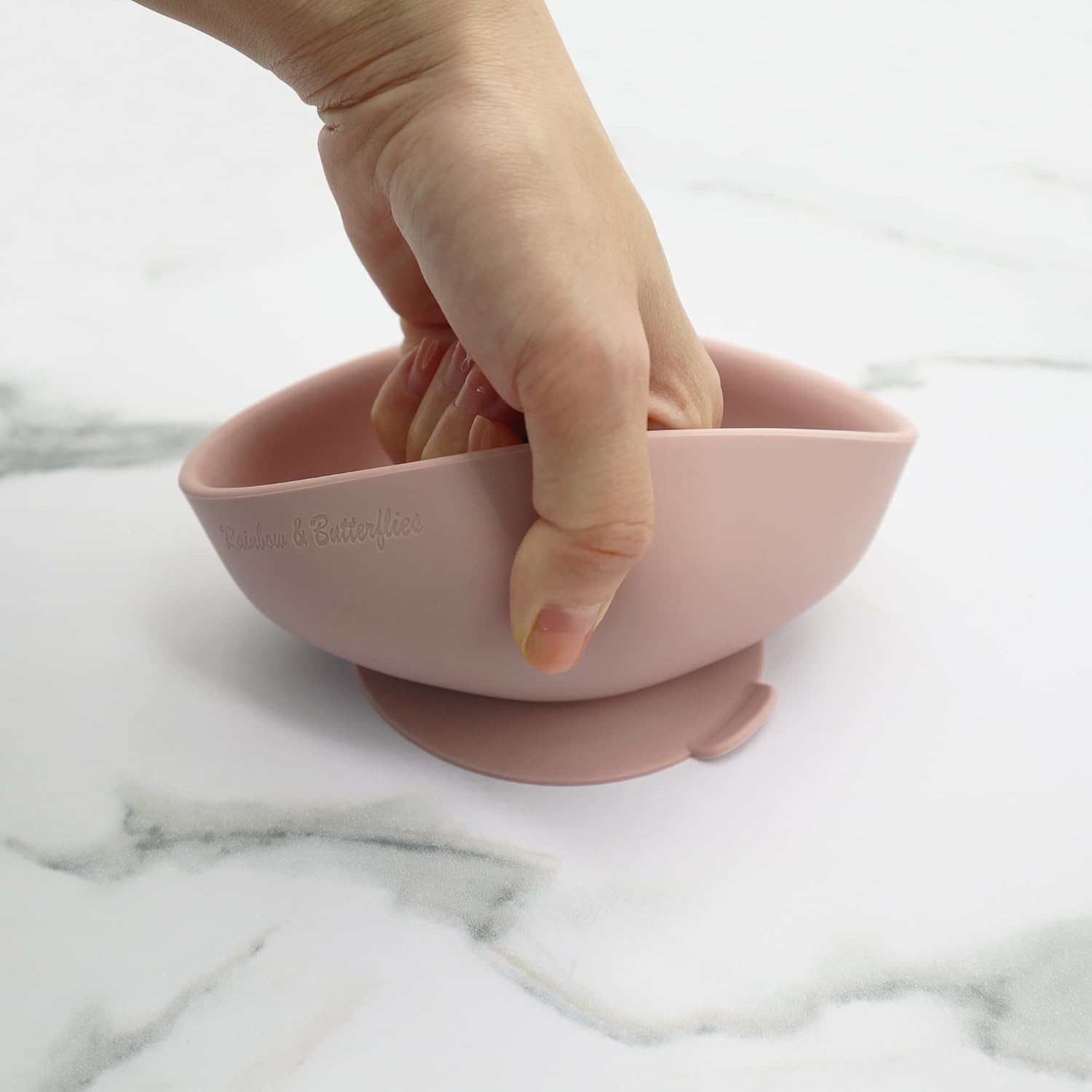 Rainbow Butterflies 7-Piece Silicone Feeding Set - Baby Pink