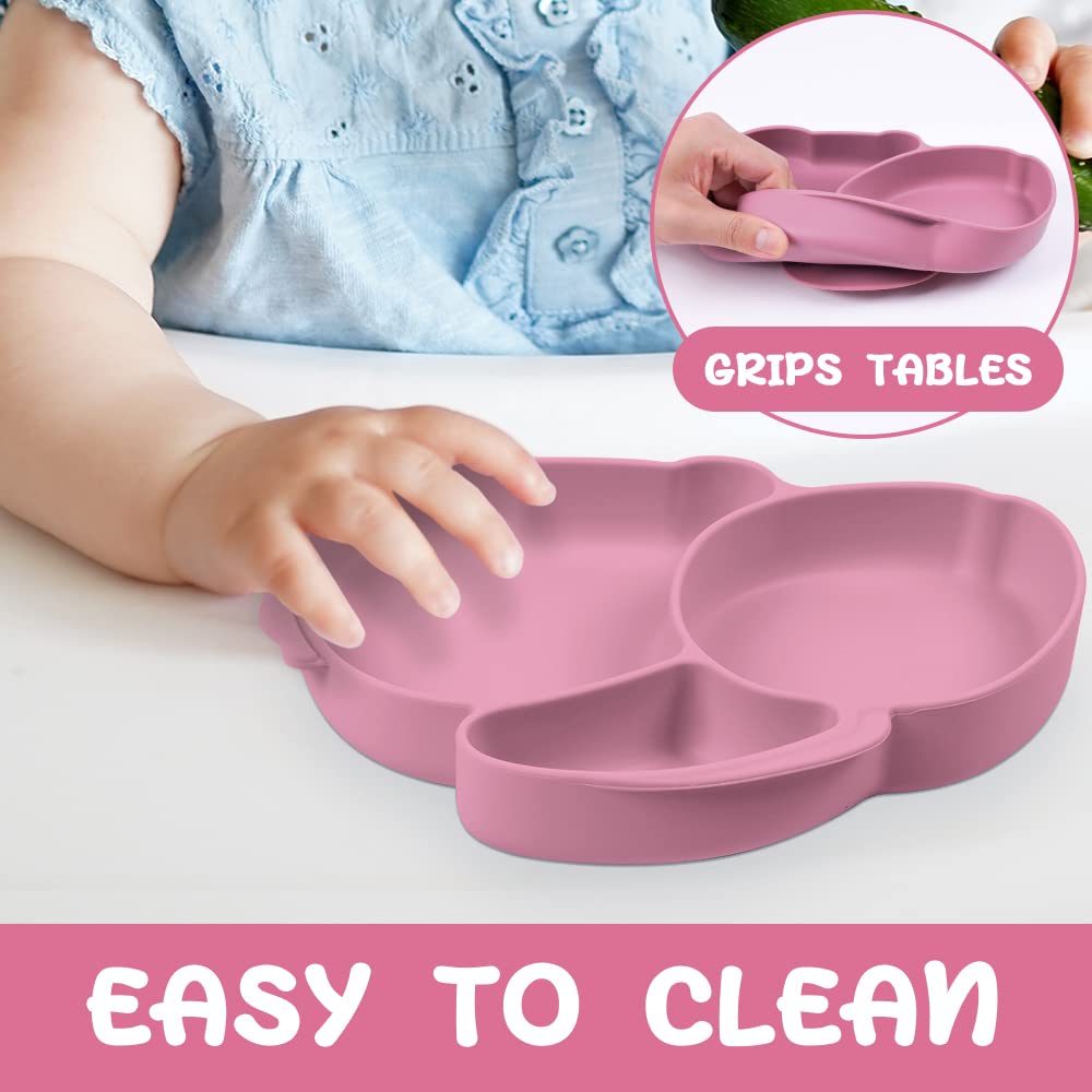 Vicloon Toddler Plates with Suction and Divided Compartments