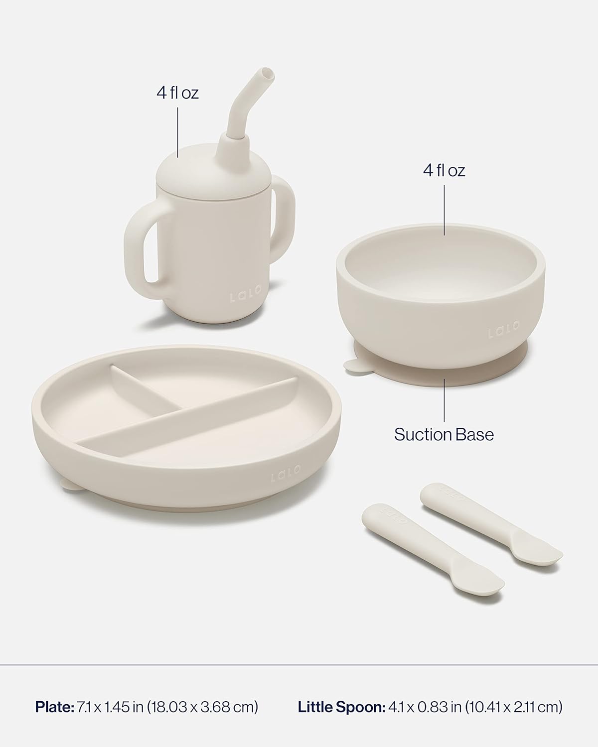 Lalo First Bites Baby Feeding Set - 6 Pieces Non-Toxic Silicone